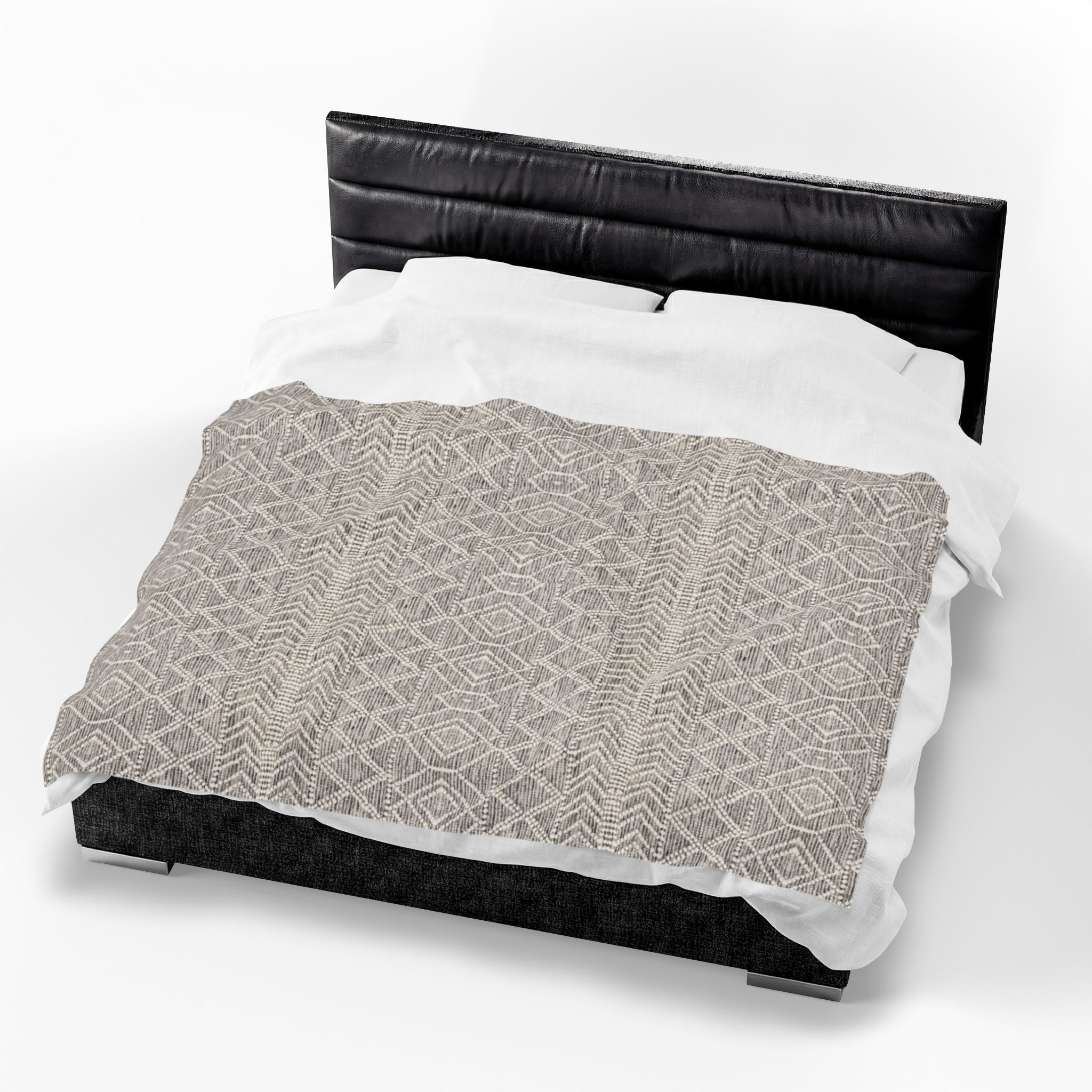 Sand & Stone Diamond Weave Velveteen Blanket | Farmhouse Heritage Ivory Throw