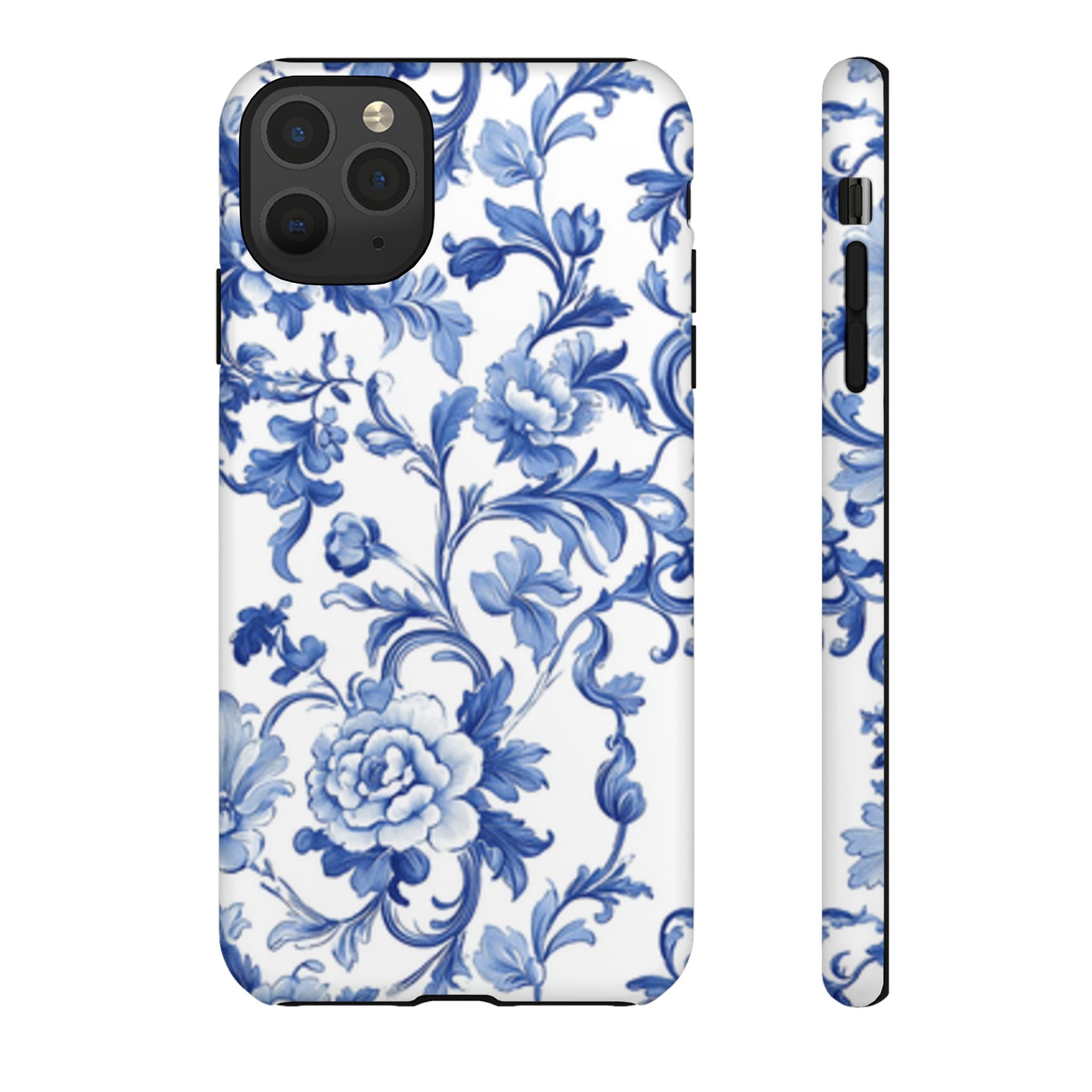 Blue Vintage Toile-inspired romantic Floral Phone Case, Tough Case, spring gift