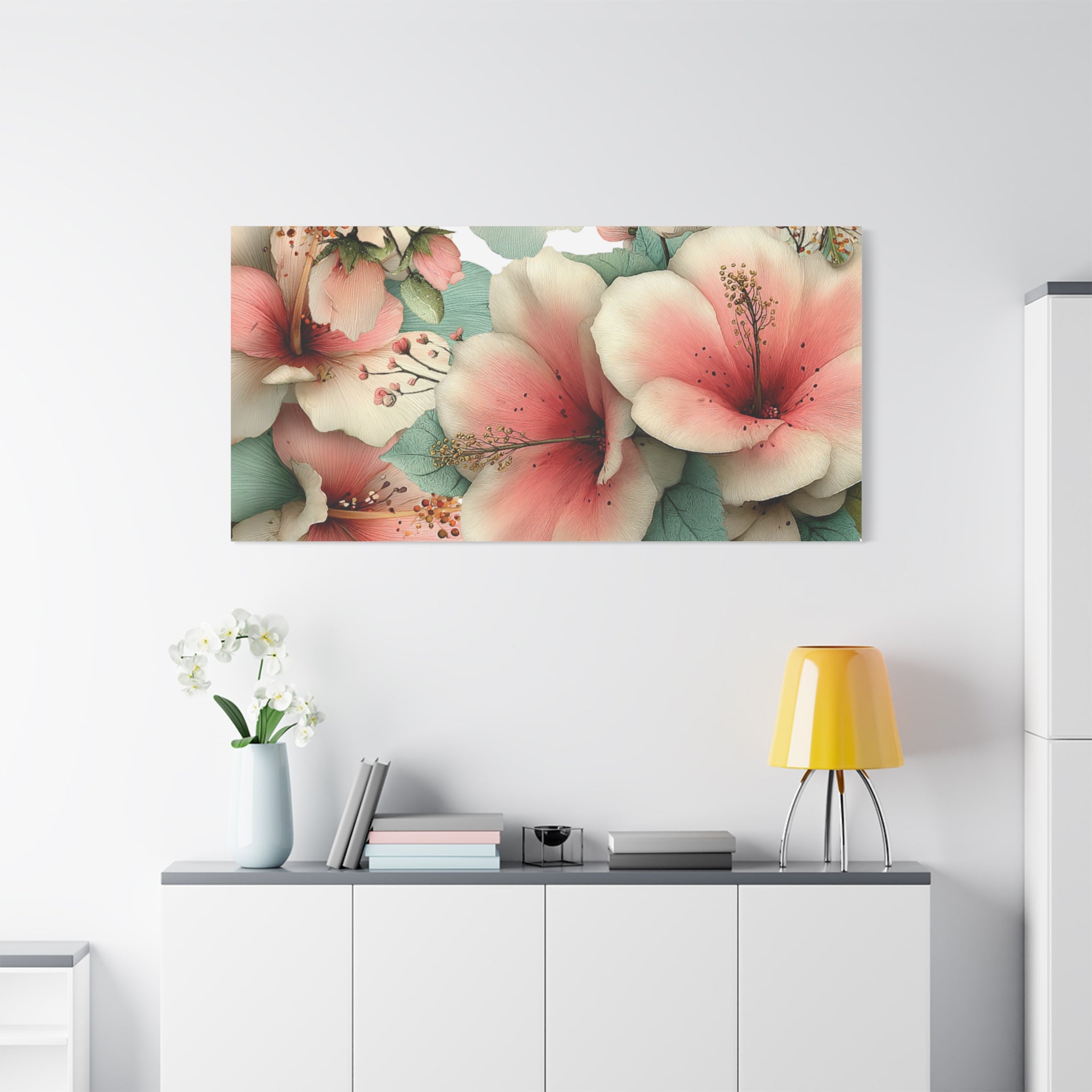 Pastel Floral Matte Canvas Wall Art, Soft Botanical Print, Modern Home Decor, Watercolor Flower Artwork, Stretched 1.25" Canvas