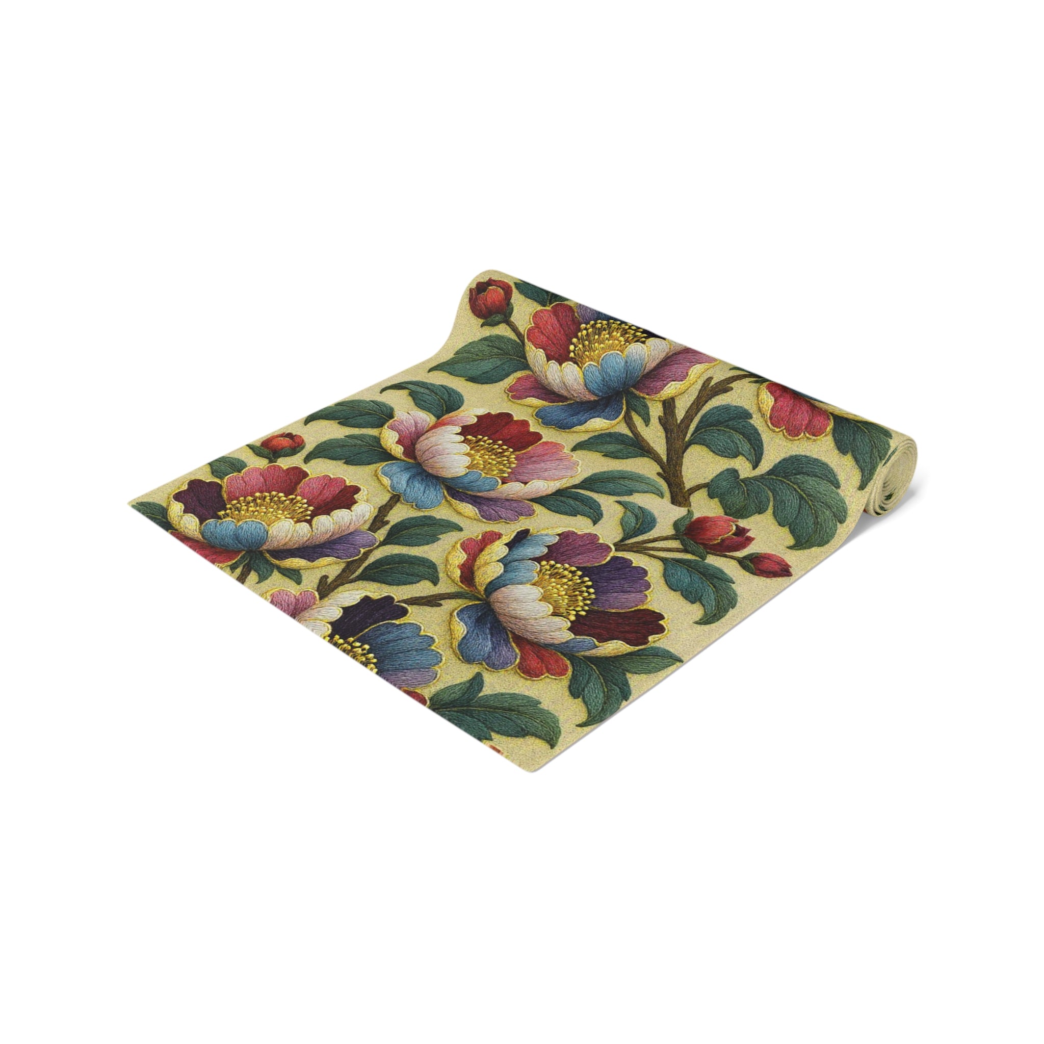 BLUESKYDEZIGN | Petrykivka Bloom Peony Table Runner | Ukrainian Folk Art Dining Decor | Embroidered Look | Cotton or Polyester