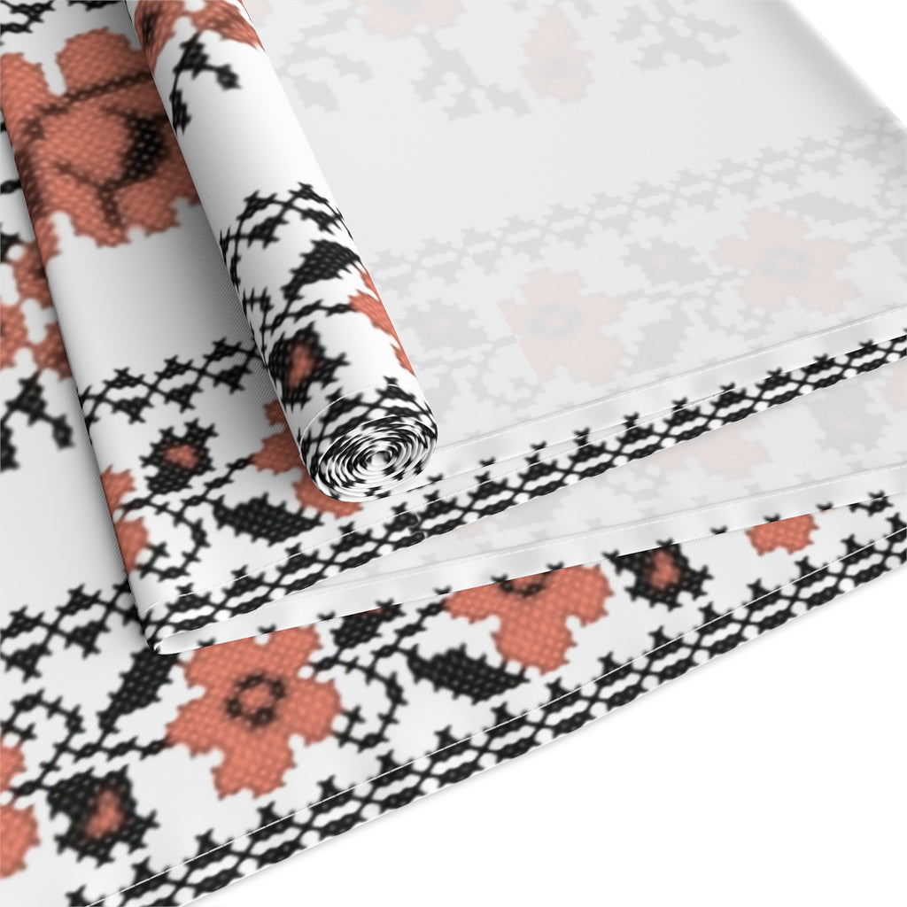 BLUESKYDEZIGN Ukrainian Traditional Table Runner - Red Black Folk Art