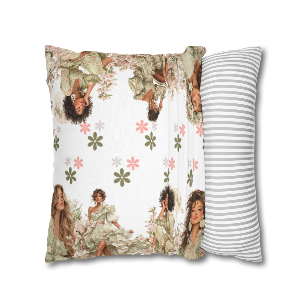 Afrocentric Floral Pillowcase 1piece, Artistic Women Illustration Cushion Covers, 4 Sizes, Modern Boho Throw Pillow Case, Art Decor