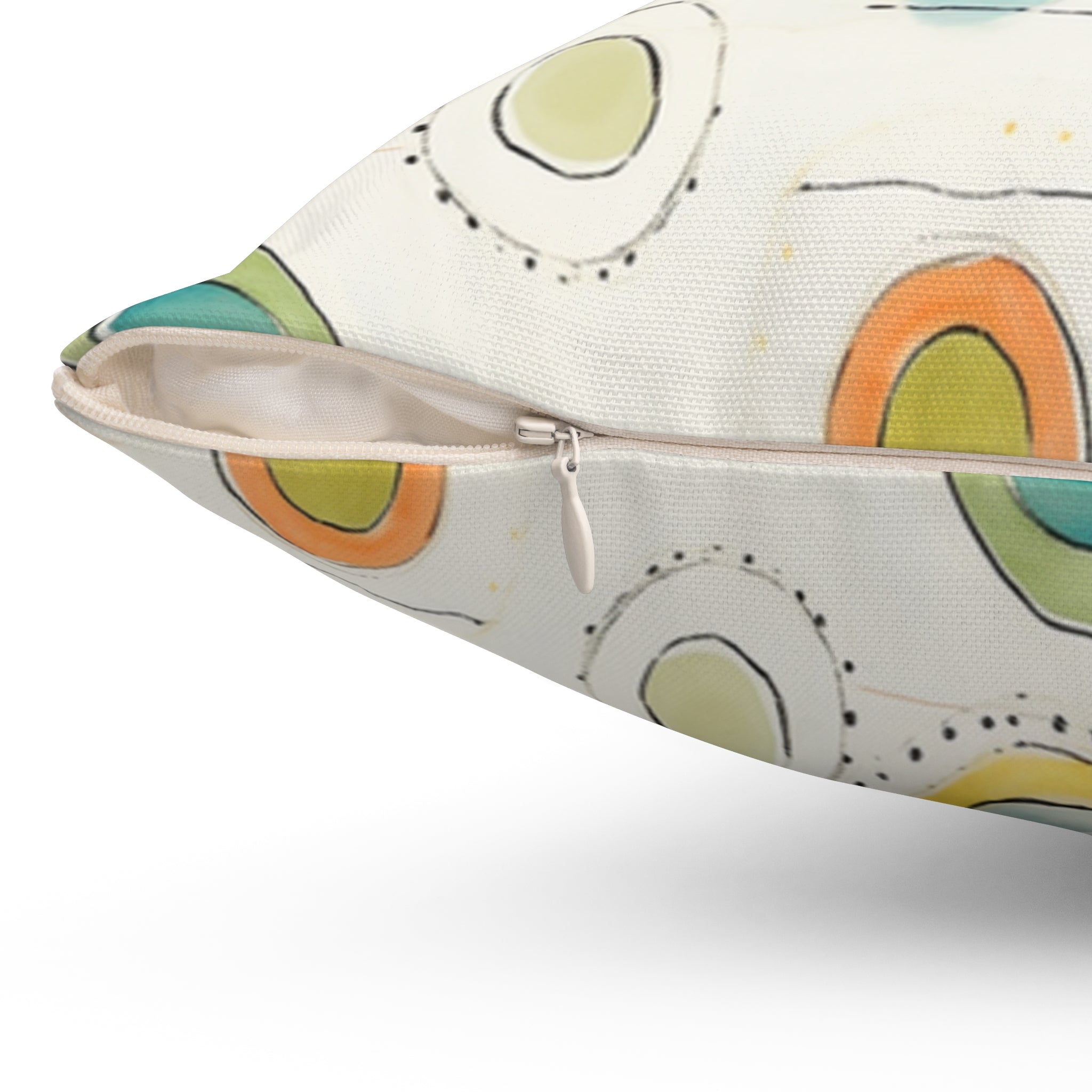 Watercolor Circles Spun Polyester Pillow, Abstract Dot Pattern, Coastal Colors, Decorative Gift Housewarming