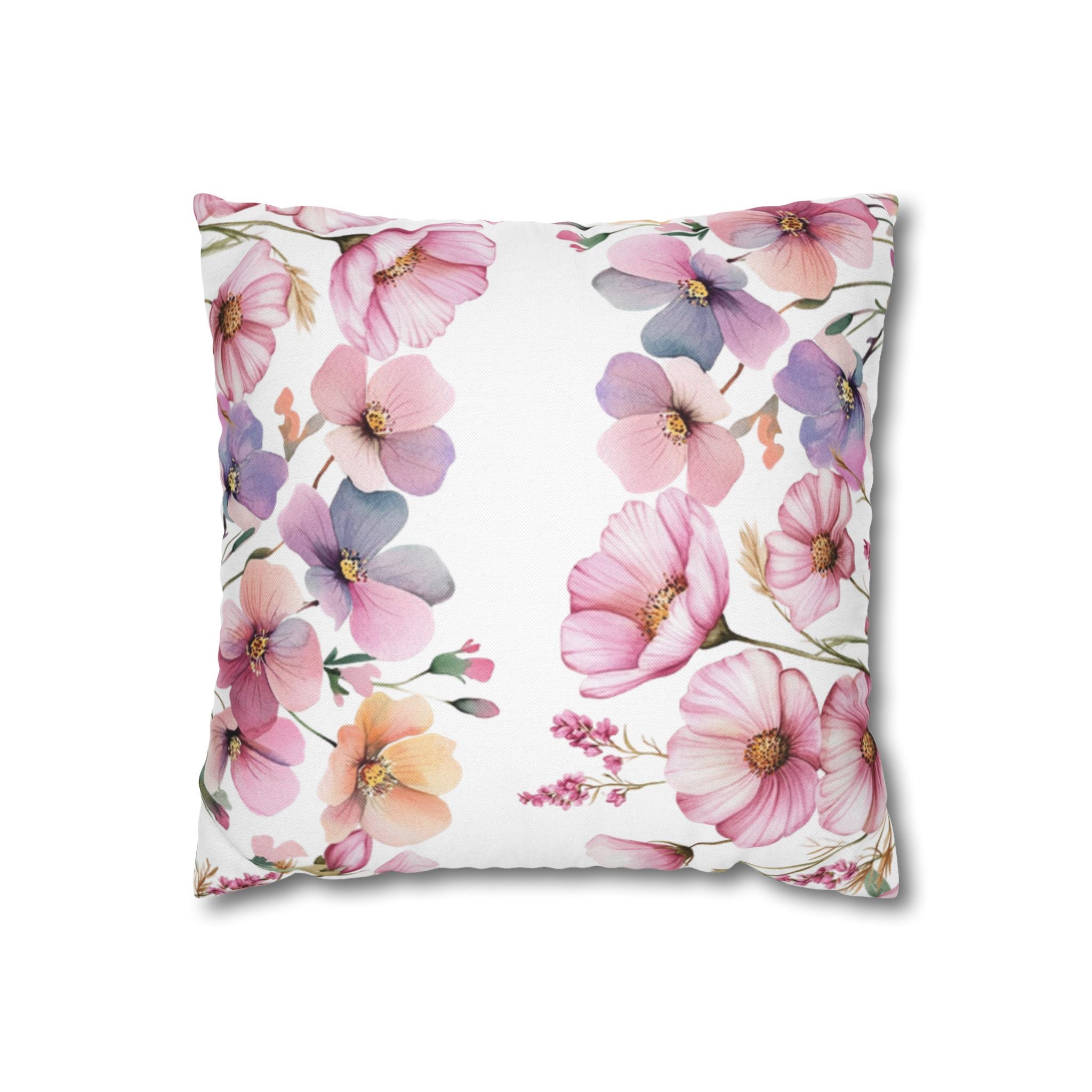 Spring Floral Pillowcase 1piece, Pink & Purple Blossom Design, Polyester Cushion Cover, Elegant Spring Home Decor