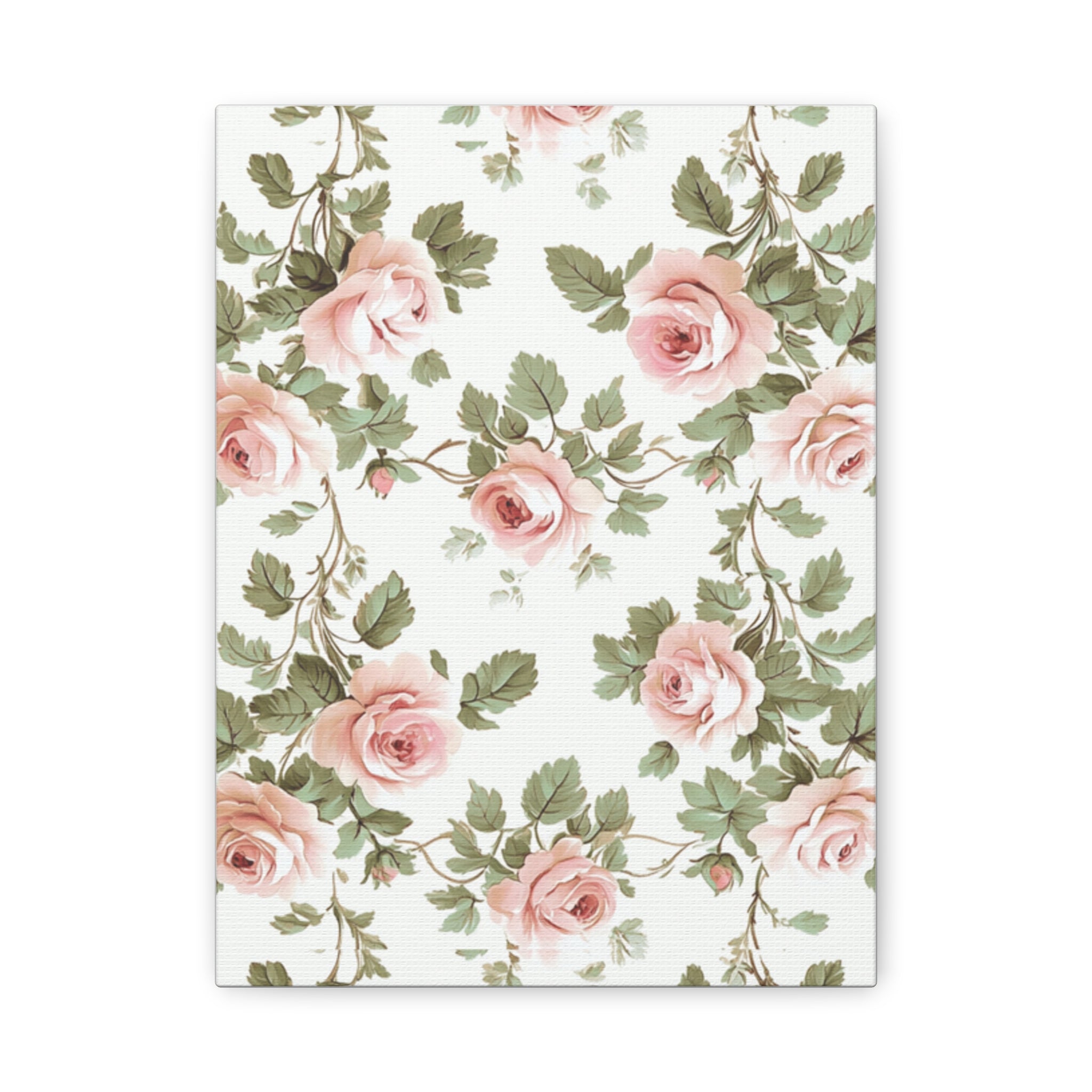 Vintage Pink Rose Matte Canvas Wall Art, Botanical Floral Print, Romantic Cottagecore Home Decor, Stretched 1.25" Canvas