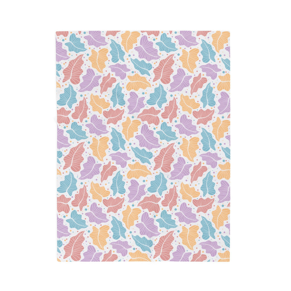 Pastel Leaf Plush Blanket