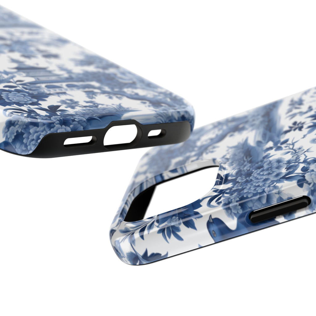 BLUESKYDEZIGN | Blue Toile Phone Case | Chinoiserie Floral Vintage iPhone Cover | Aesthetic Gift for Her