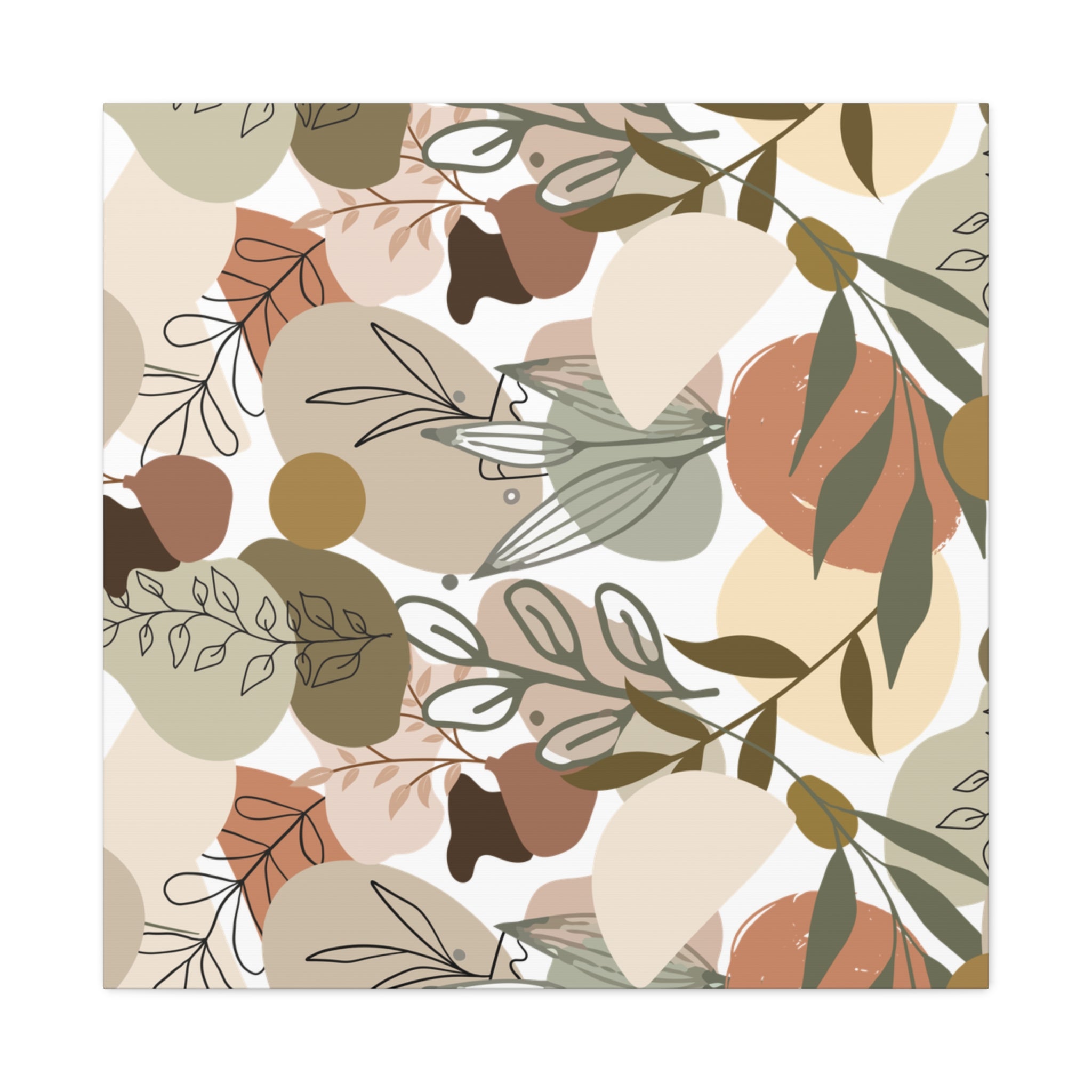 Abstract Modern Botanical Wall Art, Minimalist Line Art Canvas, Neutral Aesthetic Home Decor Print for Living Room or Bedroom, Matte Print, Stretched 1.25" Ready to Hang