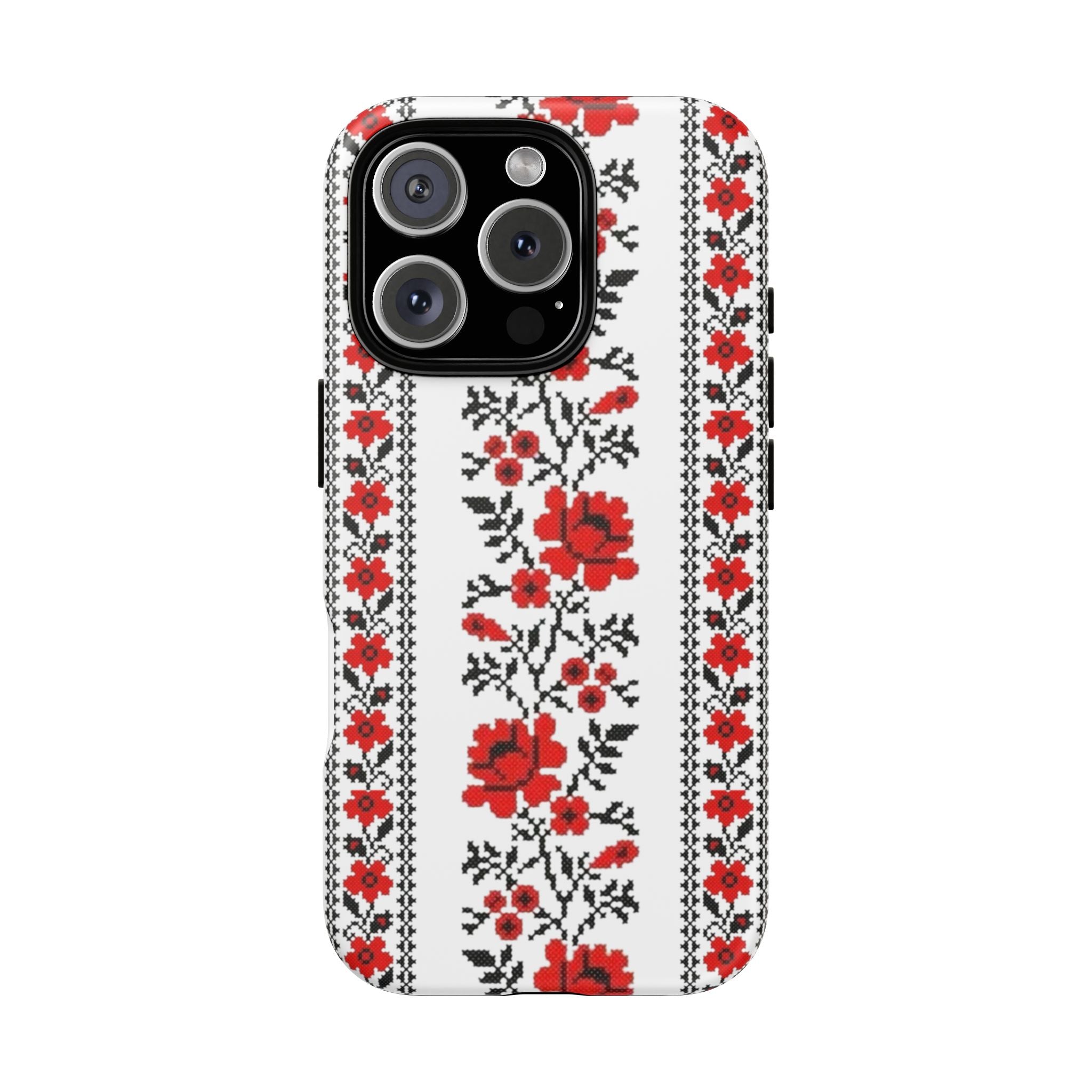 Ukrainian Embroidery iPhone Case  Red Black Traditional Pattern Protective Phone Cover
