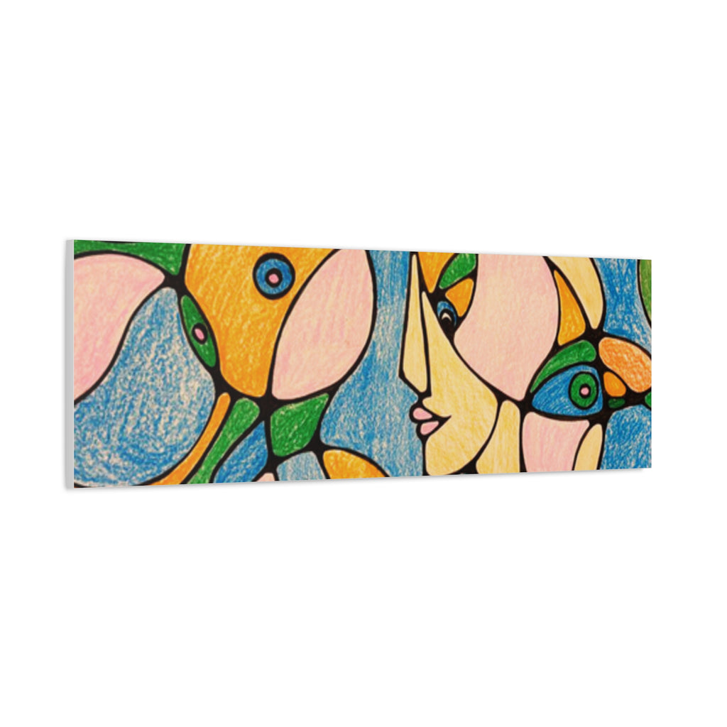 Abstract Colorful Faces Canvas Art, Vibrant Modern Wall Decor, Surreal Cubist Style Matte Print, Stretched 1.25" Ready to Hang