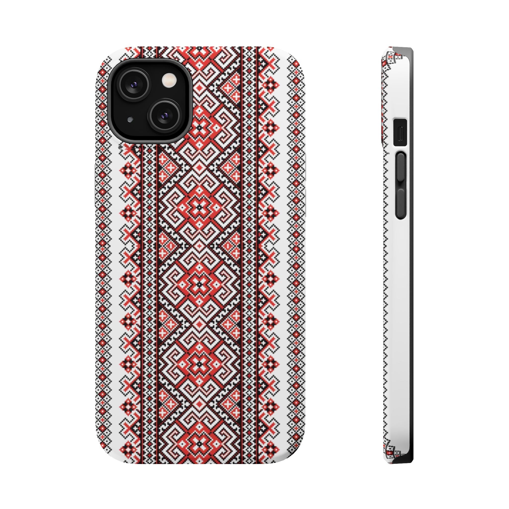Traditional Ukrainian Red-Black Pattern Phone Case | Magnetic Impact-Resistant Case