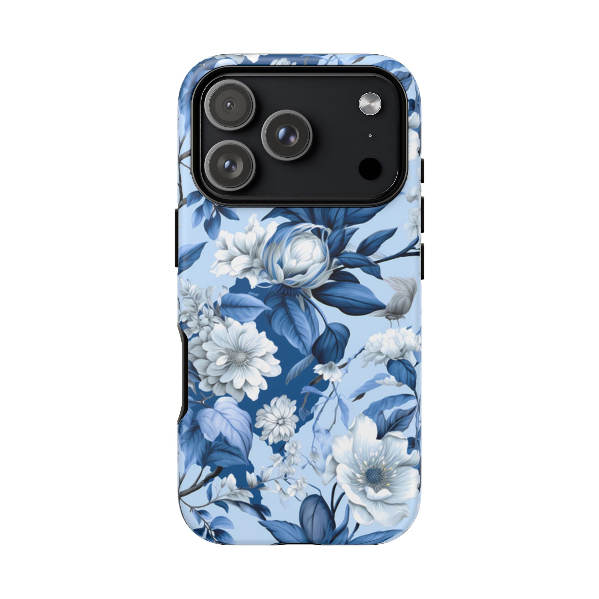 Blue Floral Watercolor Pattern Tough Case, Blue Rose Phone Case