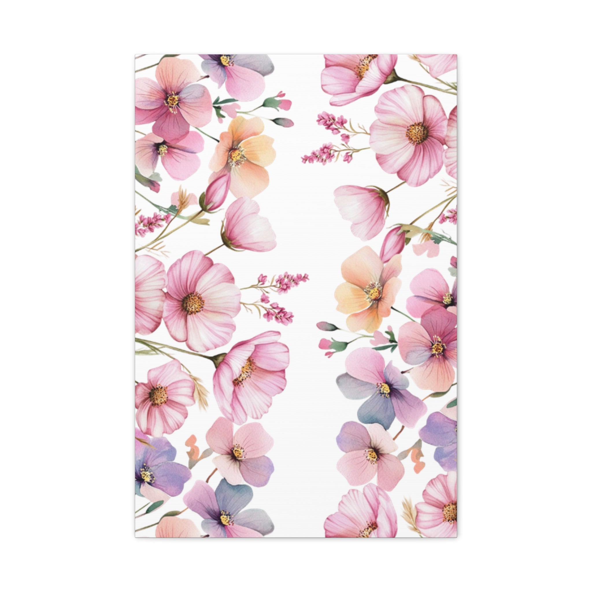 Pastel Floral Matte Canvas Wall Art, Soft Botanical Print, Modern Home Decor, Watercolor Flower Artwork, Stretched 1.25" Canvas