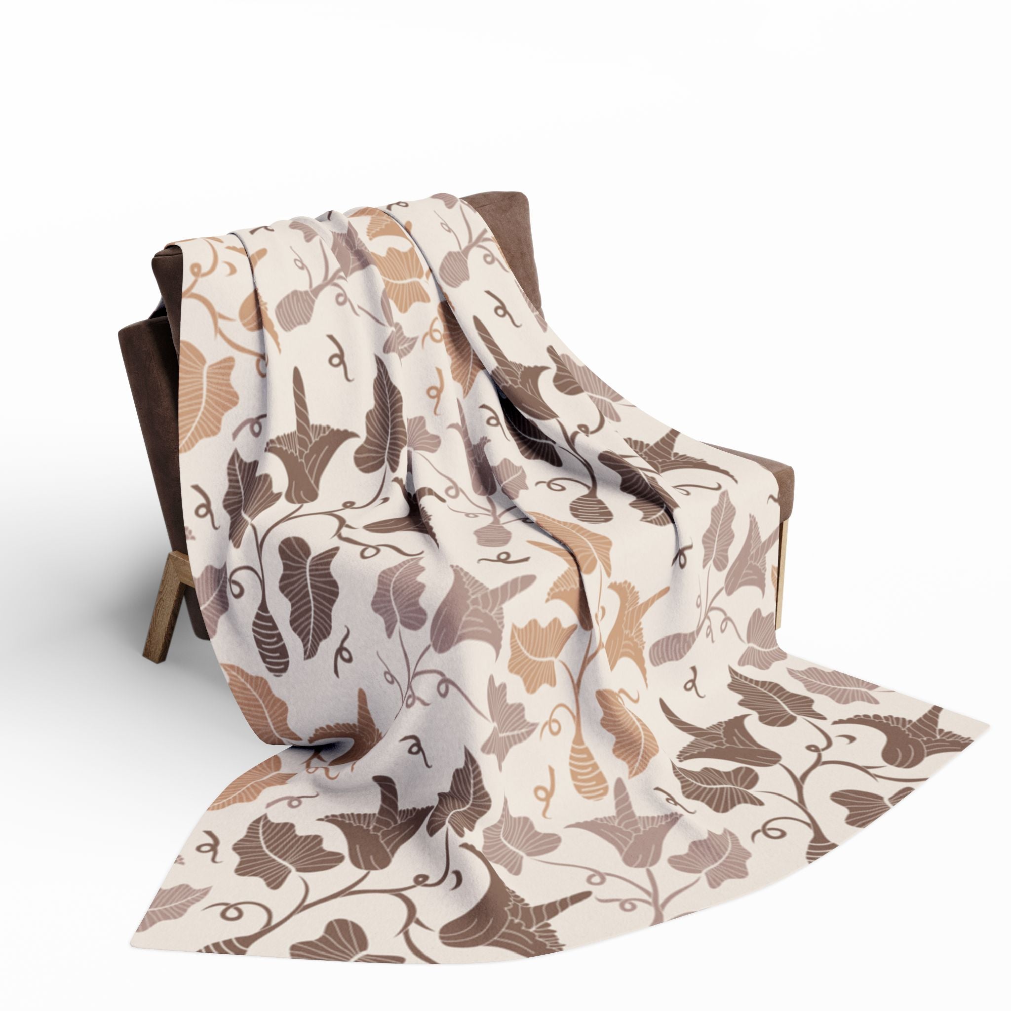 Beige Leaves Arctic Fleece  Blanket, Nature Home Decor,Throw over Lap, beige Background,gift for parents, bedroom, housewarming,cottage core