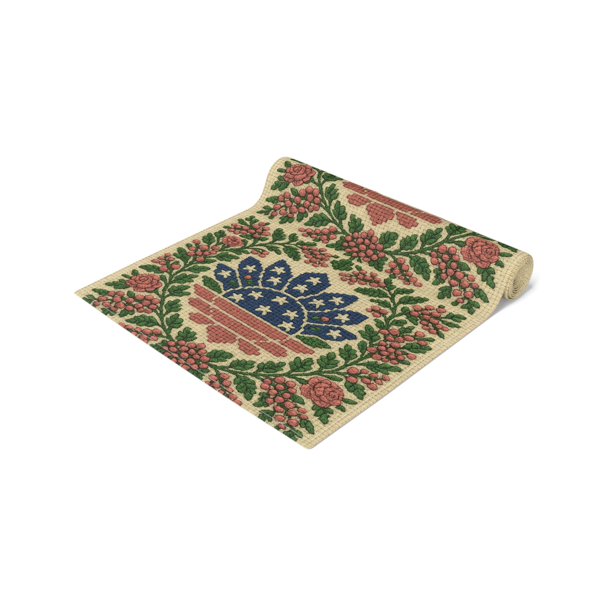 America 250 Floral Table Runner – Patriotic Medallion Design | Farmhouse & Americana Decor
