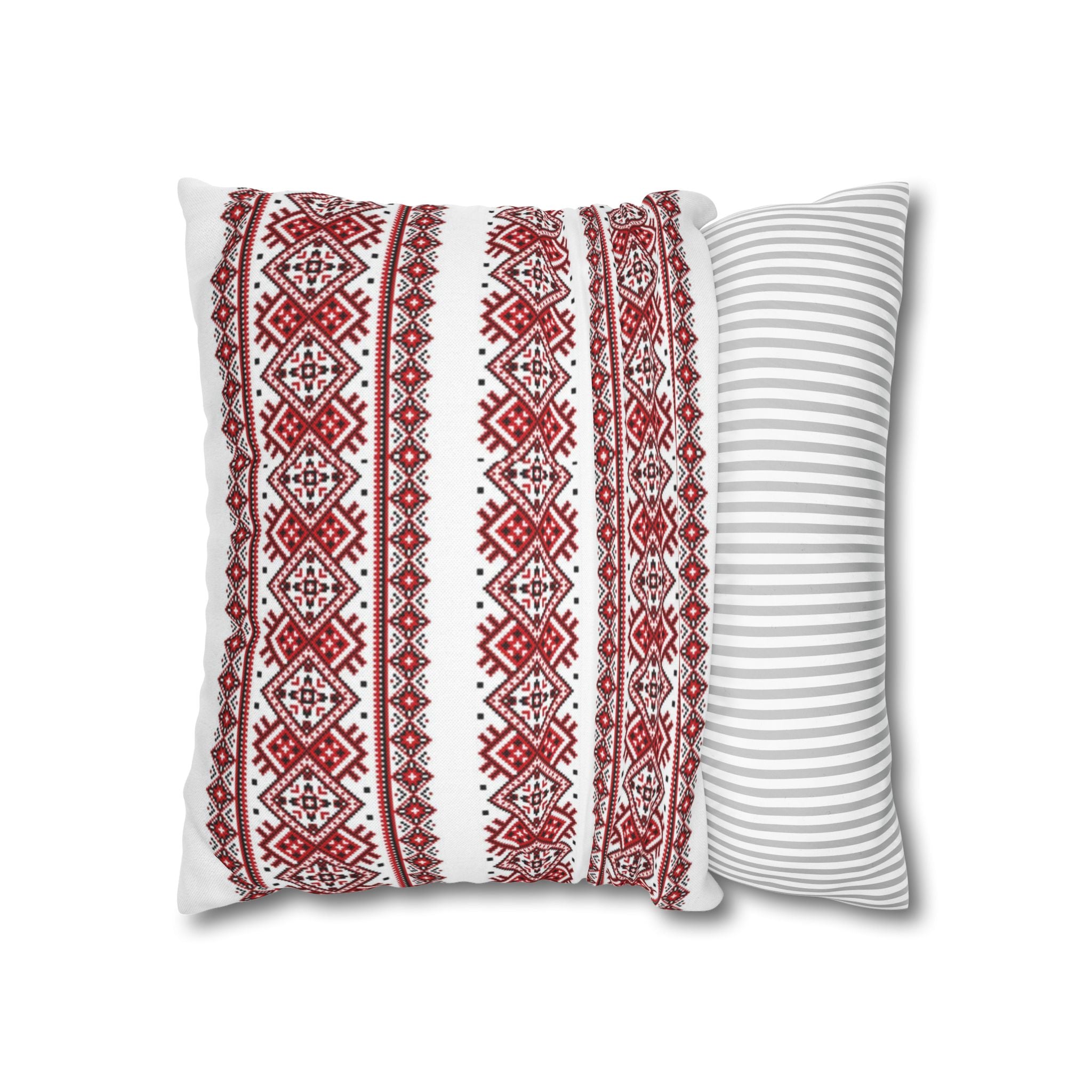BLUESKYDEZIGN Ukrainian Traditional Pillow Cover - Red Black Folk Pattern