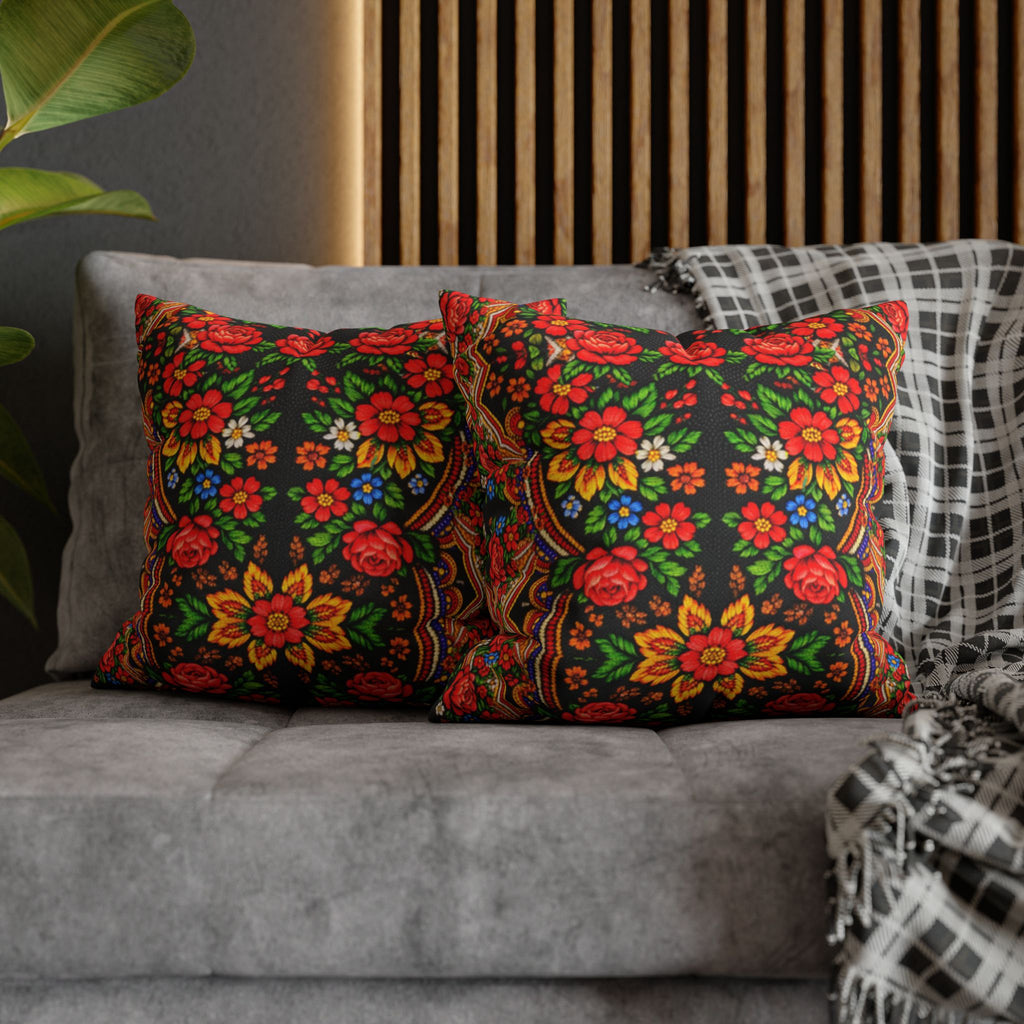 Mother's Bloom Pillowcase | Ukrainian Folk Art Floral Pillow Cover | Boho Slavic Decor