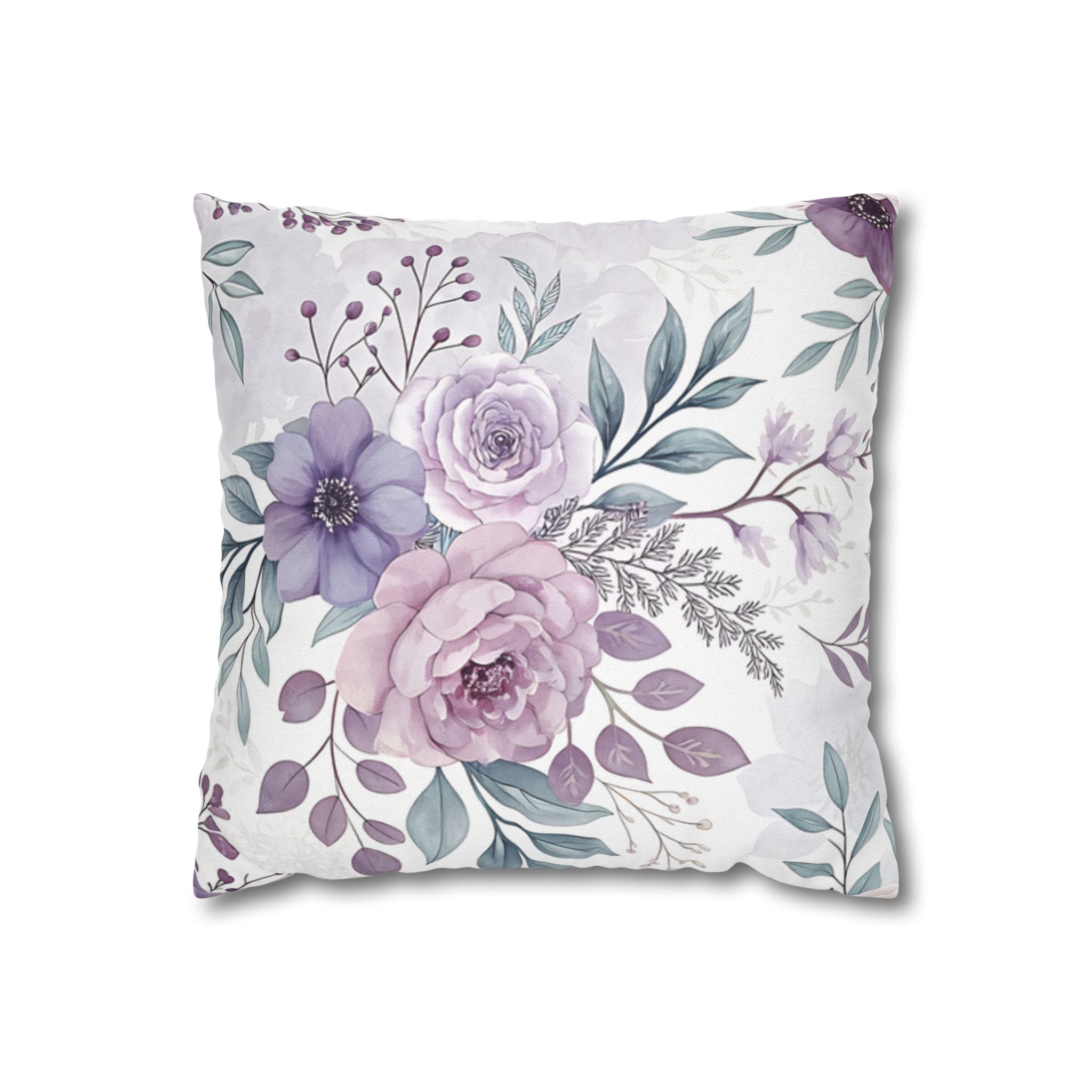 BLUESKYDEZIGN Spring Floral Pillow Cover - Watercolor Flower Cushion, Cottagecore Boho Home Decor