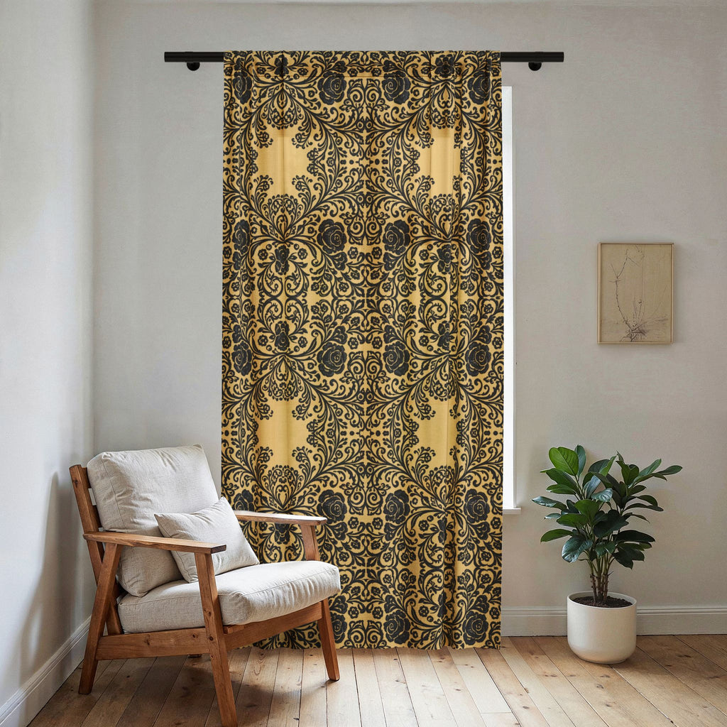 Baroque Sheer Window Curtain | Vintage Damask Lace Pattern | BLUESKYDEZIGN
