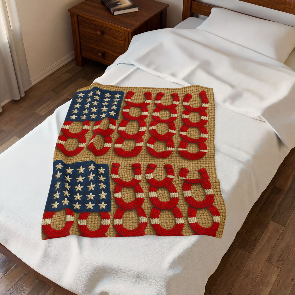 Rooted Knot Plush Blanket | Patriotic Farmhouse Throw | Americana Velveteen | 3 Sizes