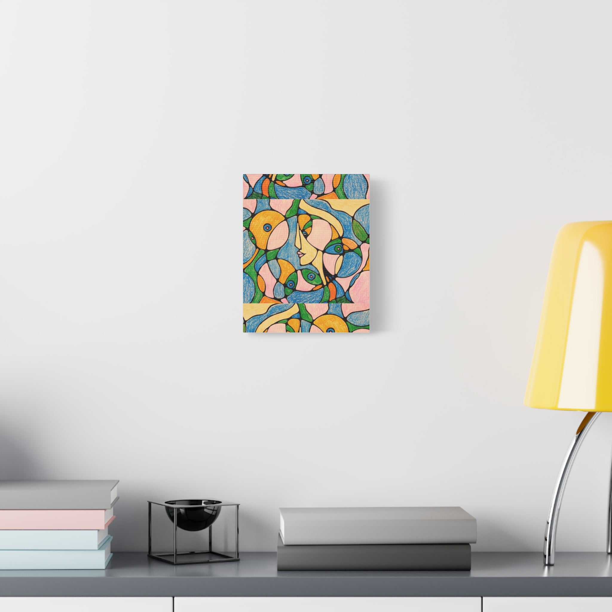 Abstract Colorful Faces Canvas Art, Vibrant Modern Wall Decor, Surreal Cubist Style Matte Print, Stretched 1.25" Ready to Hang