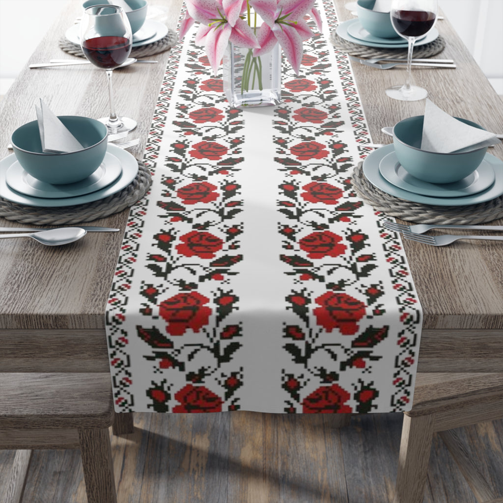 BLUESKYDEZIGN Ukrainian Traditional Table Runner - Red Black Heritage Decor