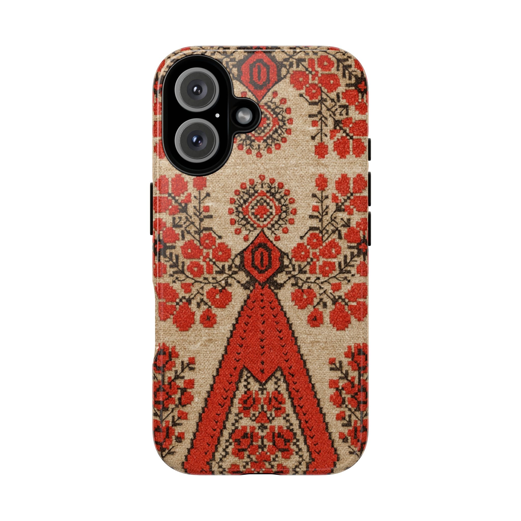 Ukrainian Embroidery Phone Case • Red Black Folk Pattern • Protective Cover with Traditional Berehynia Floral Motifs
