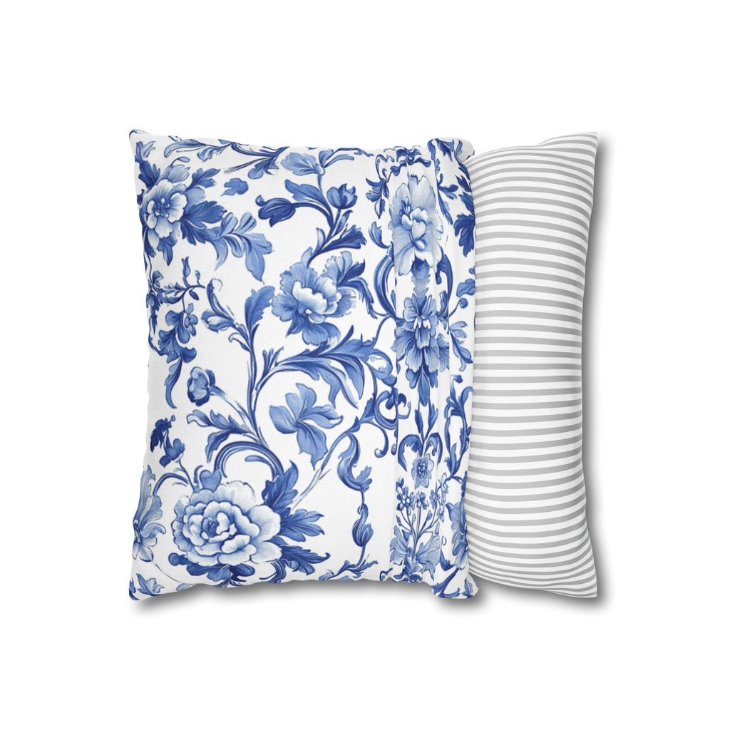 BLUESKYDEZIGN Blue Tie Dye Mandala Pillow Cover - Coastal Boho Decor