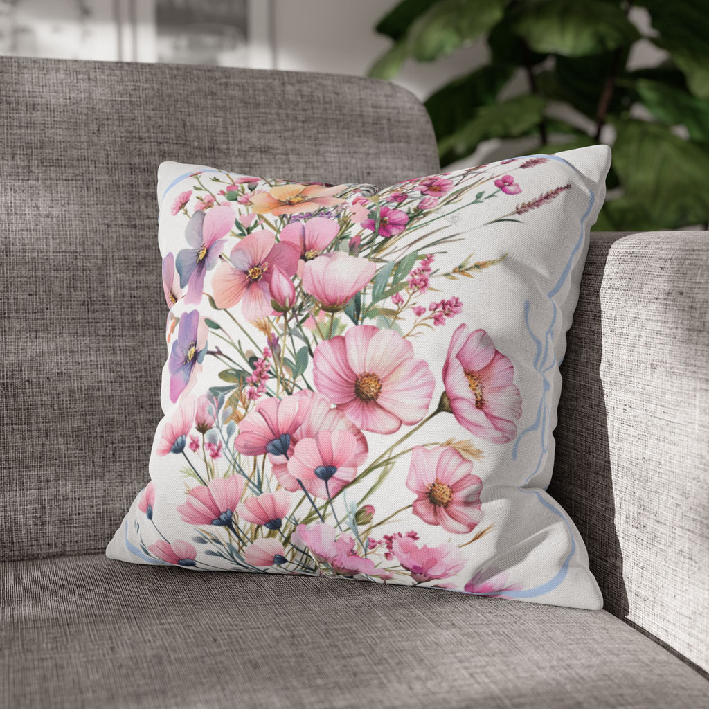 BLUESKYDEZIGN Spring Pink Purple Blossom Pillow Cover - Botanical Decor