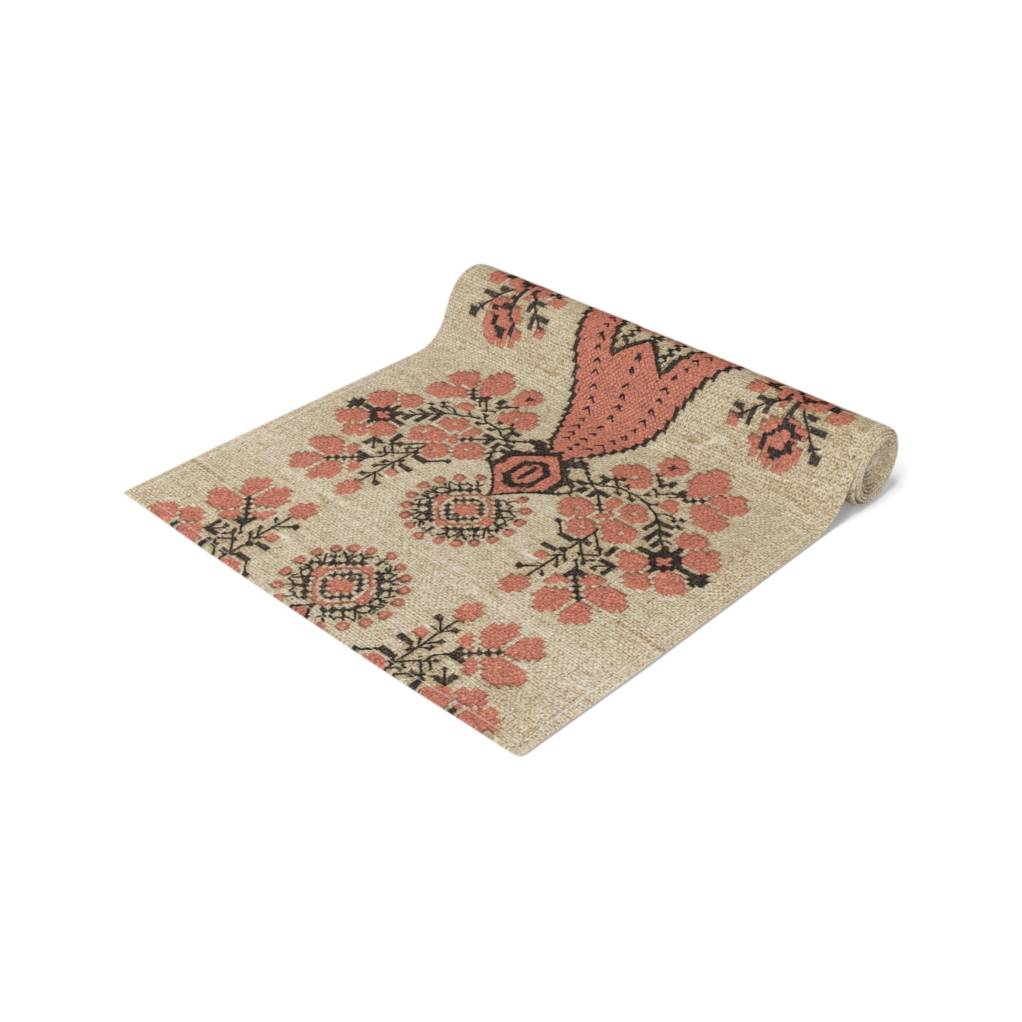 Berehynia Table Runner, Ukrainian Protective Symbol, Red Black Folk Pattern, Cultural Dining Decor for Home