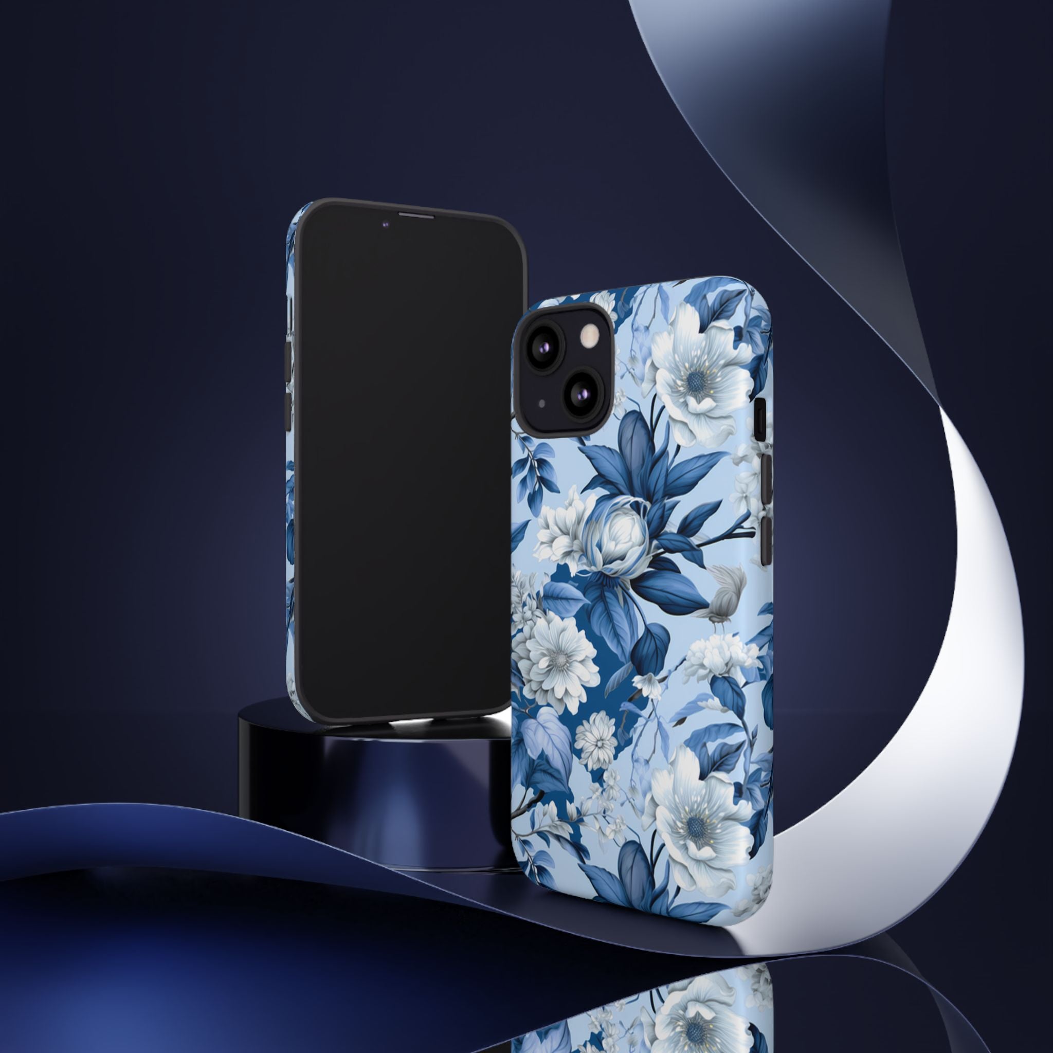 Blue Floral Watercolor Pattern Tough Case, Blue Rose Phone Case