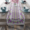 BLUESKYDEZIGN Ukrainian Purple Floral Table Runner