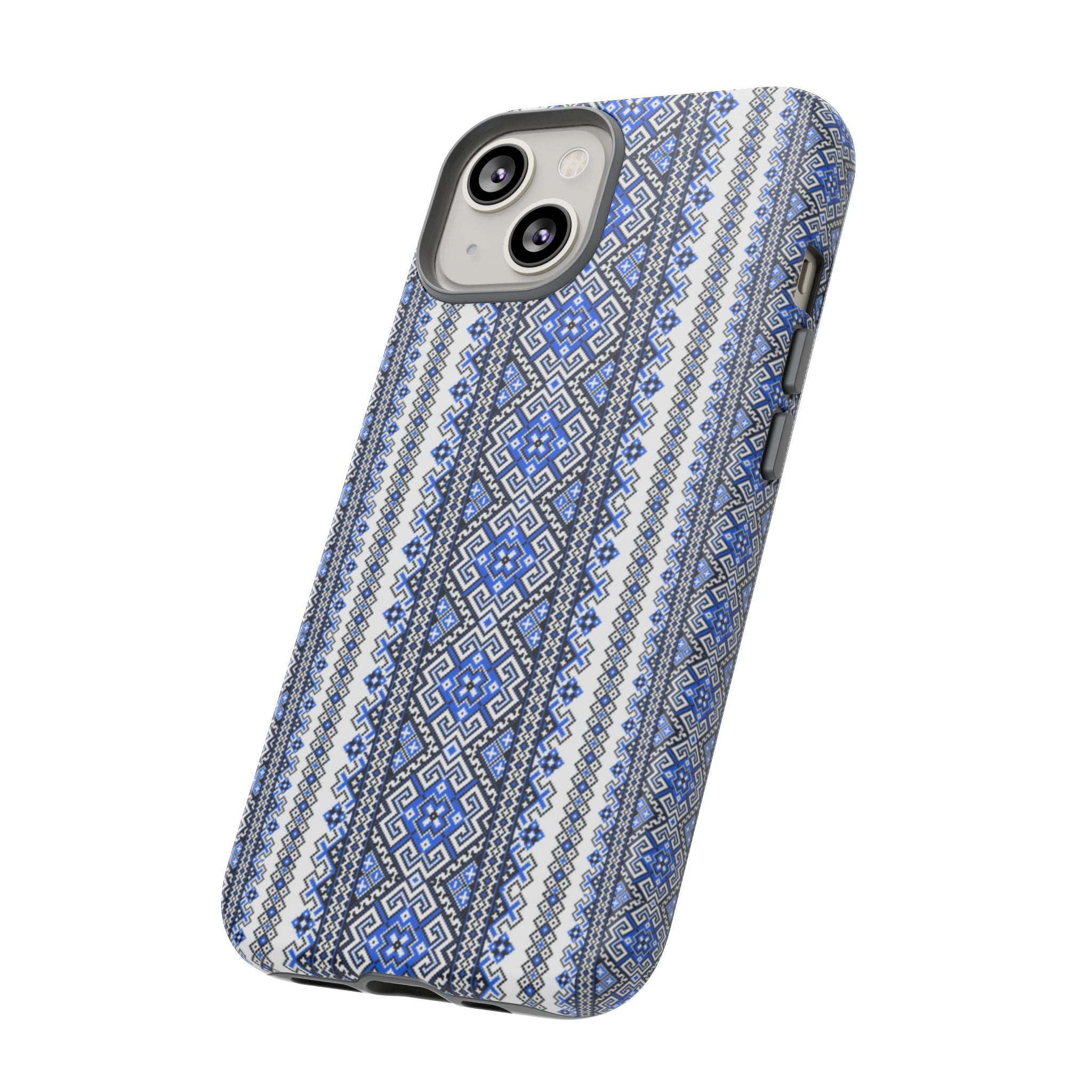 Stasia Blue iPhone Case | Ukrainian Folk Embroidery | Slavic Geometric Phone Cover