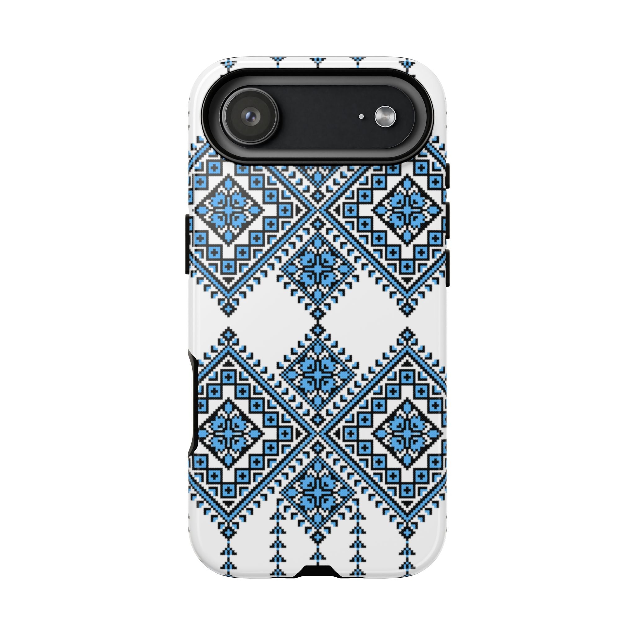Blue Ukrainian traditional  Geometric Folk Pattern phone case, Tough Cases