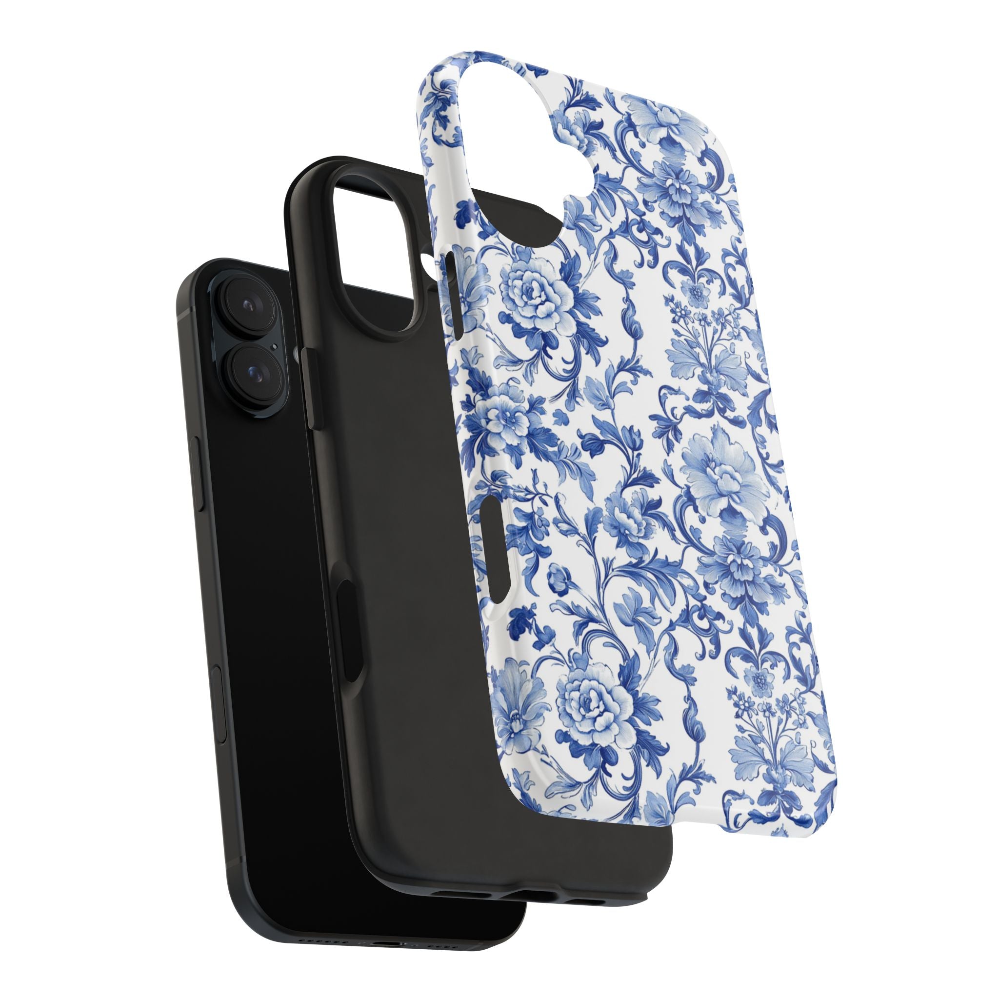 BLUESKYDEZIGN | Blue Romantic Toile Phone Case | Vintage Porcelain Floral iPhone Cover | Elegant Spring Gift for Her
