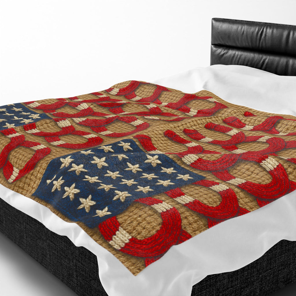 Rooted Knot Plush Blanket | Patriotic Farmhouse Throw | Americana Velveteen | 3 Sizes