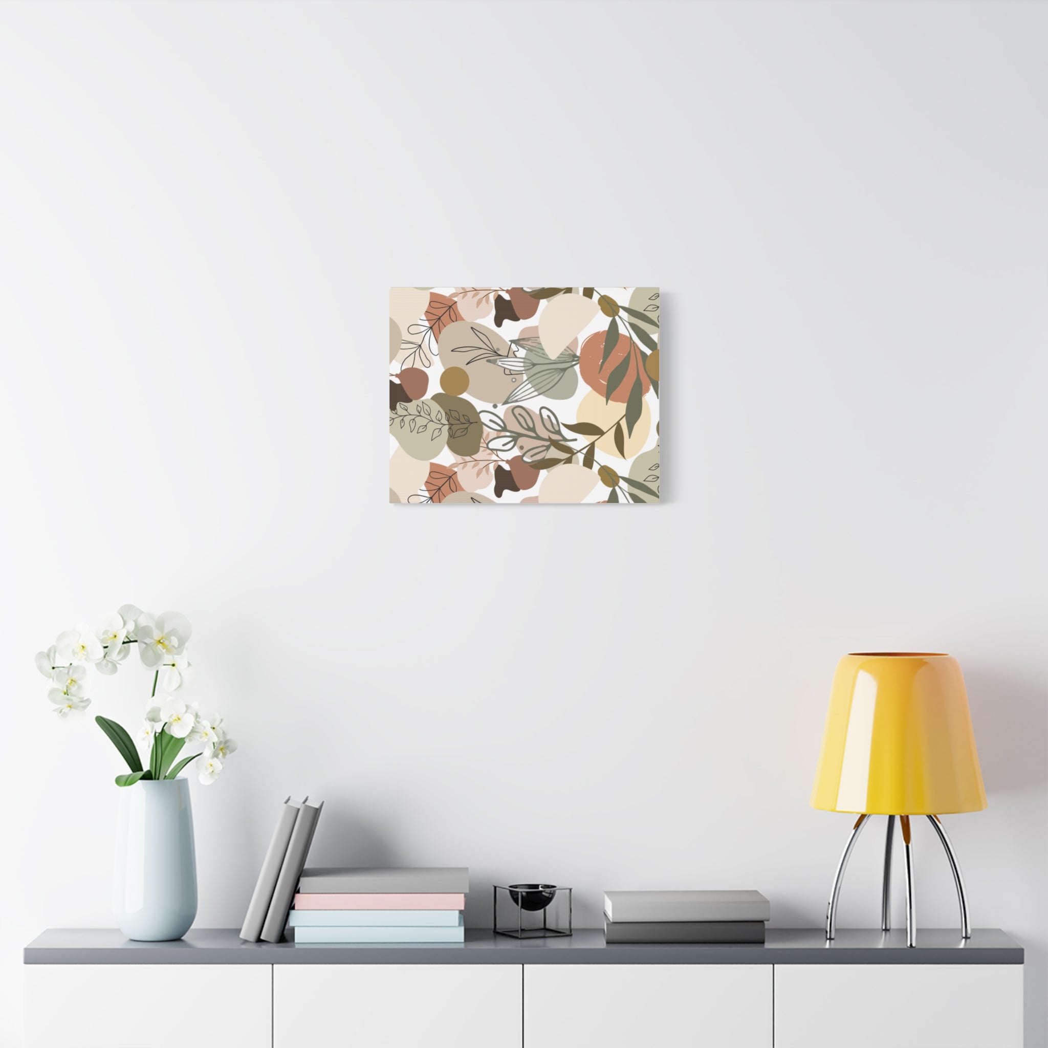 Abstract Modern Botanical Wall Art, Minimalist Line Art Canvas, Neutral Aesthetic Home Decor Print for Living Room or Bedroom, Matte Print, Stretched 1.25" Ready to Hang