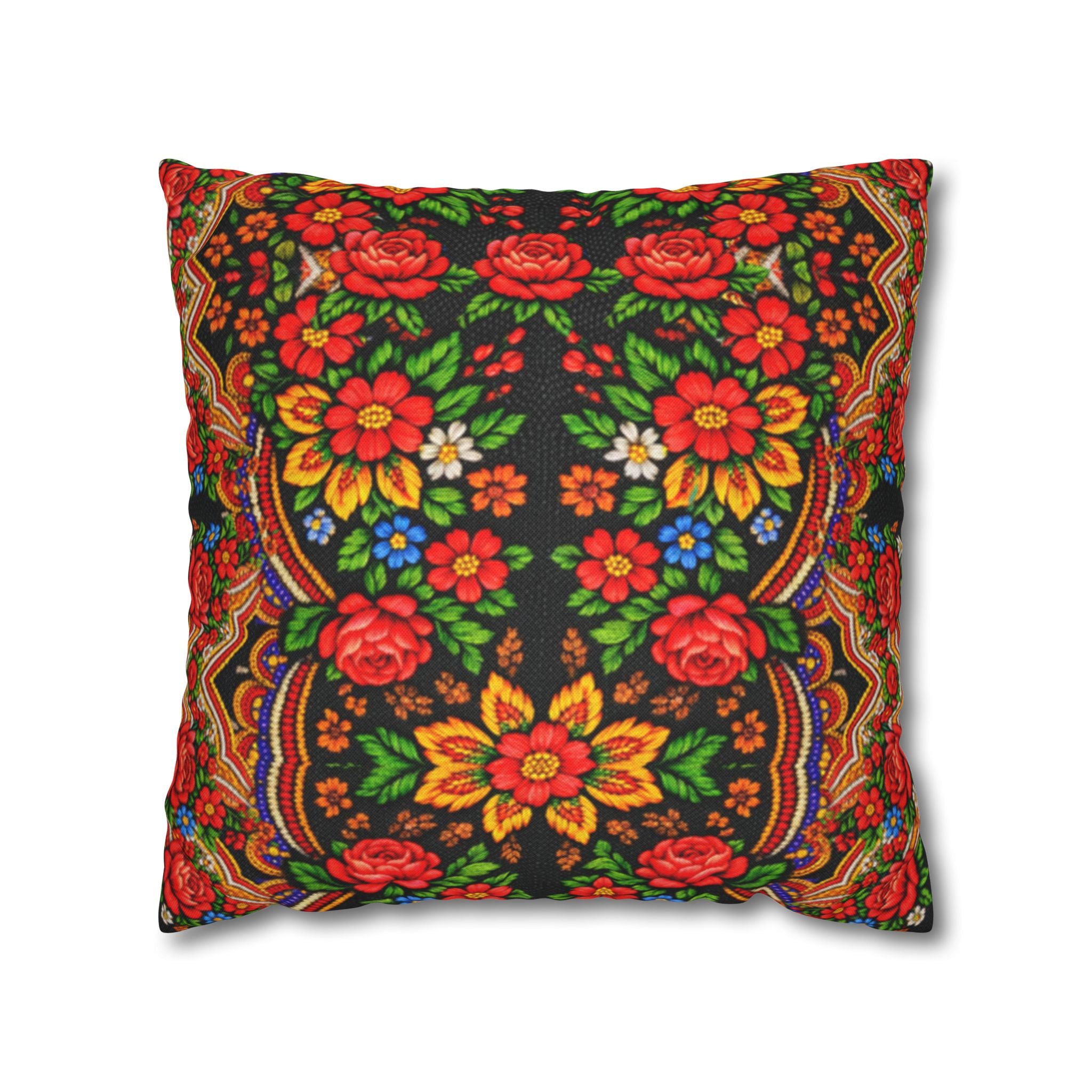 Mother's Bloom Pillowcase | Ukrainian Folk Art Floral Pillow Cover | Boho Slavic Decor