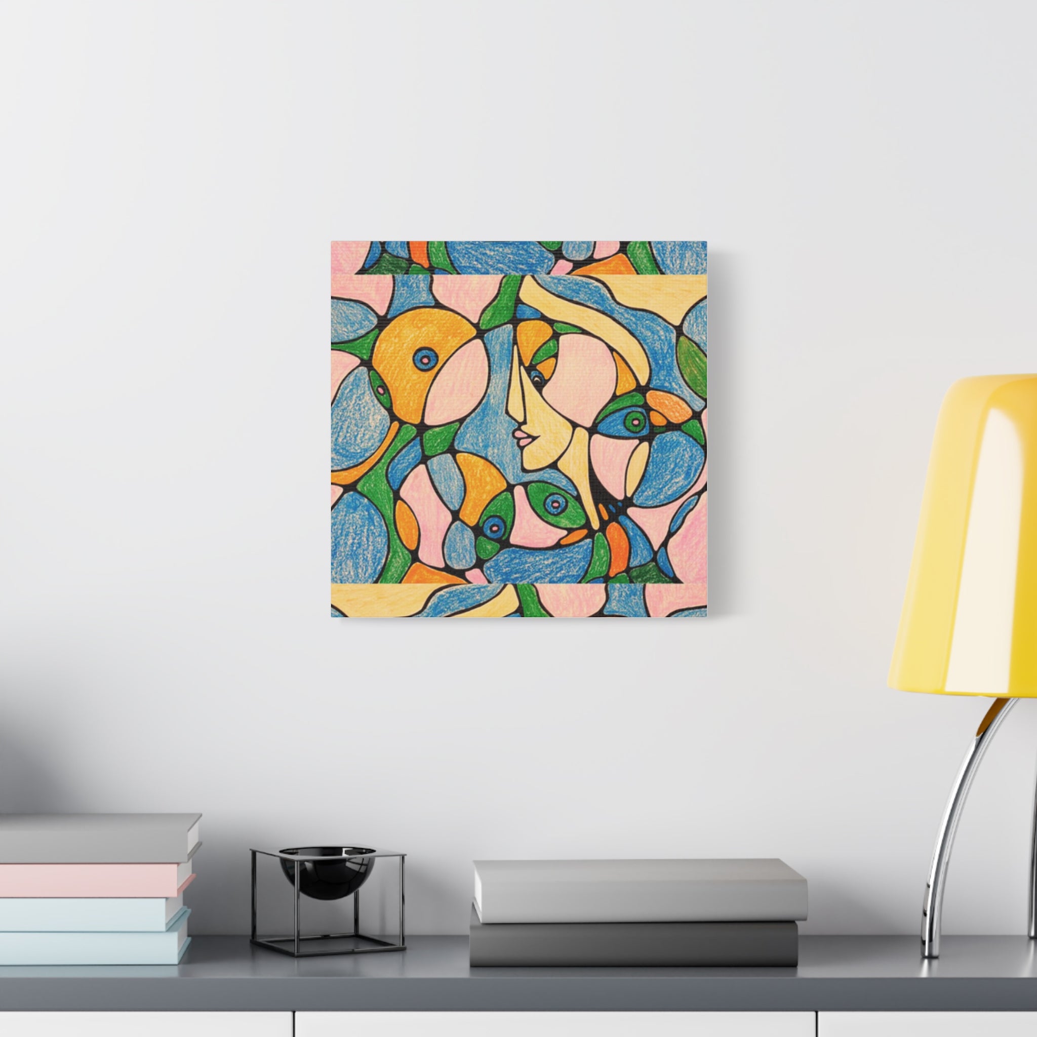 Abstract Colorful Faces Canvas Art, Vibrant Modern Wall Decor, Surreal Cubist Style Matte Print, Stretched 1.25" Ready to Hang