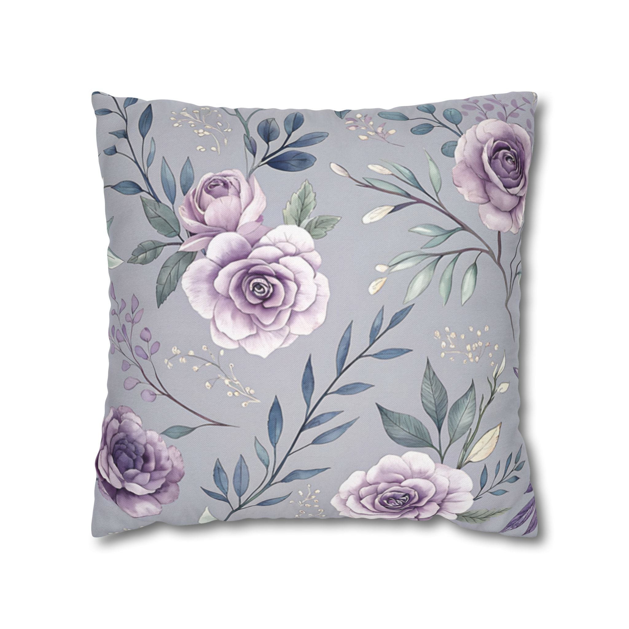 BLUESKYDEZIGN Purple Rose Floral Pillow Cover - Elegant Cottage Core Decor