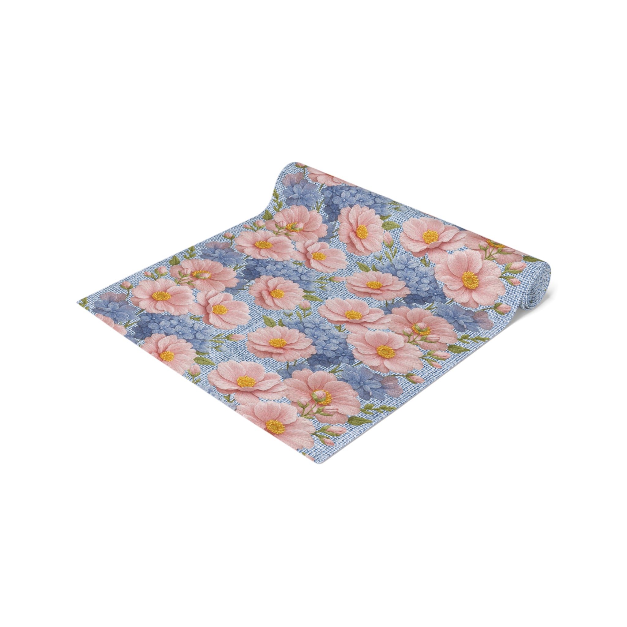 Blush Peony Floral Table Runner | Soft Provence Watercolor Cottagecore Decor