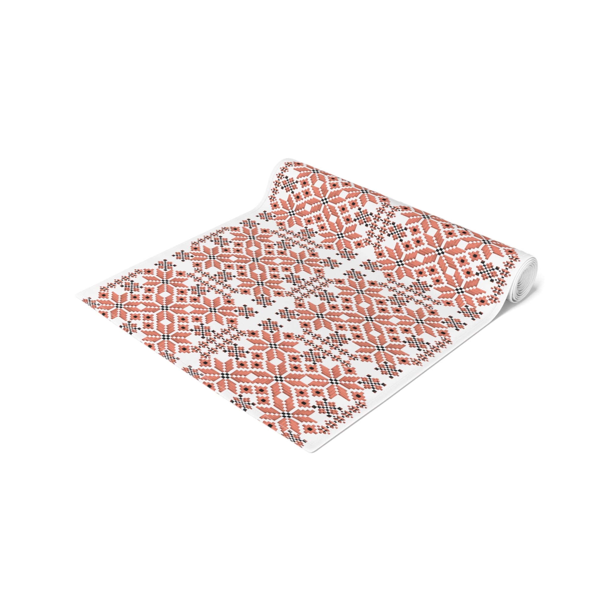 Mariia Red Table Runner | Ukrainian Folk Embroidery | Red & Black Geometric Dining Linen