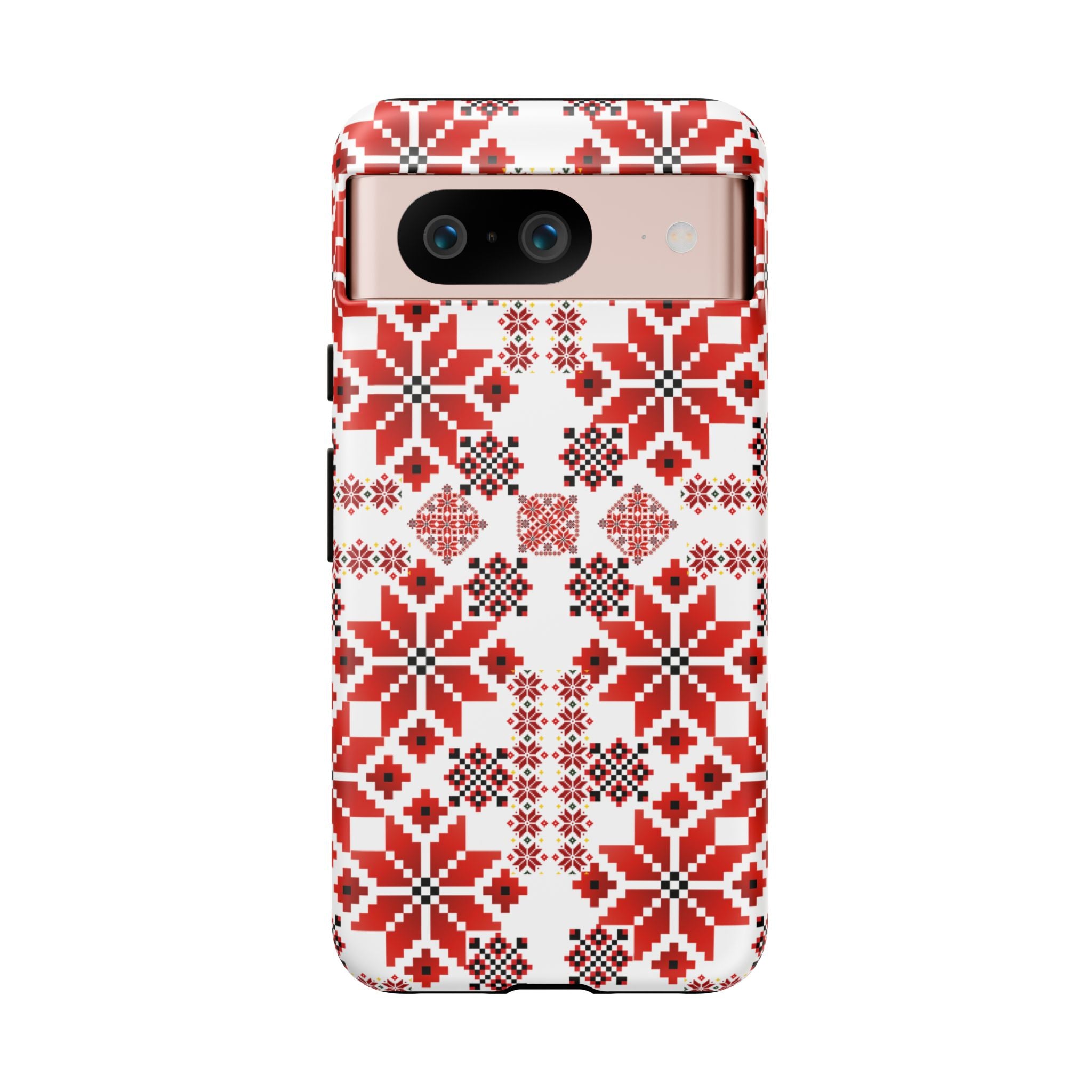 Ukrainian Embroidery Phone Case • Red Black Folk Pattern • Protective Slavic Geometric Cover for iPhone & Samsung