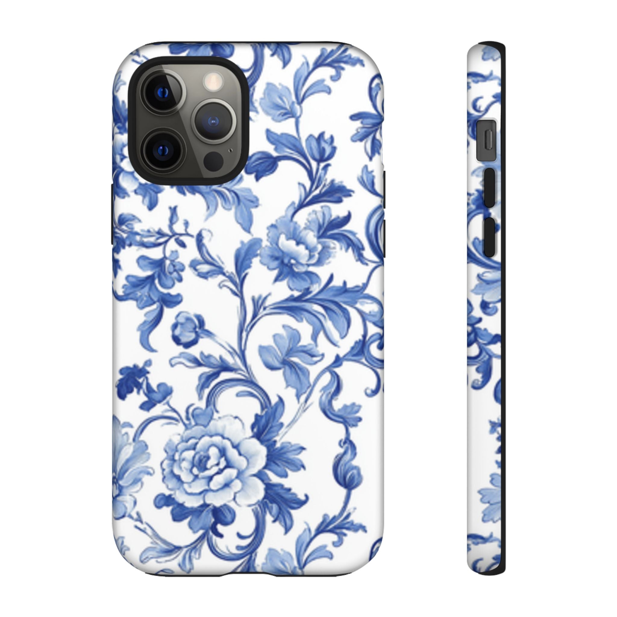 Blue Vintage Toile-inspired romantic Floral Phone Case, Tough Case, spring gift