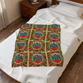 America 250 Velveteen Plush Blanket | Patriotic Folk Floral Throw | 1776–2026 Anniversary Gift