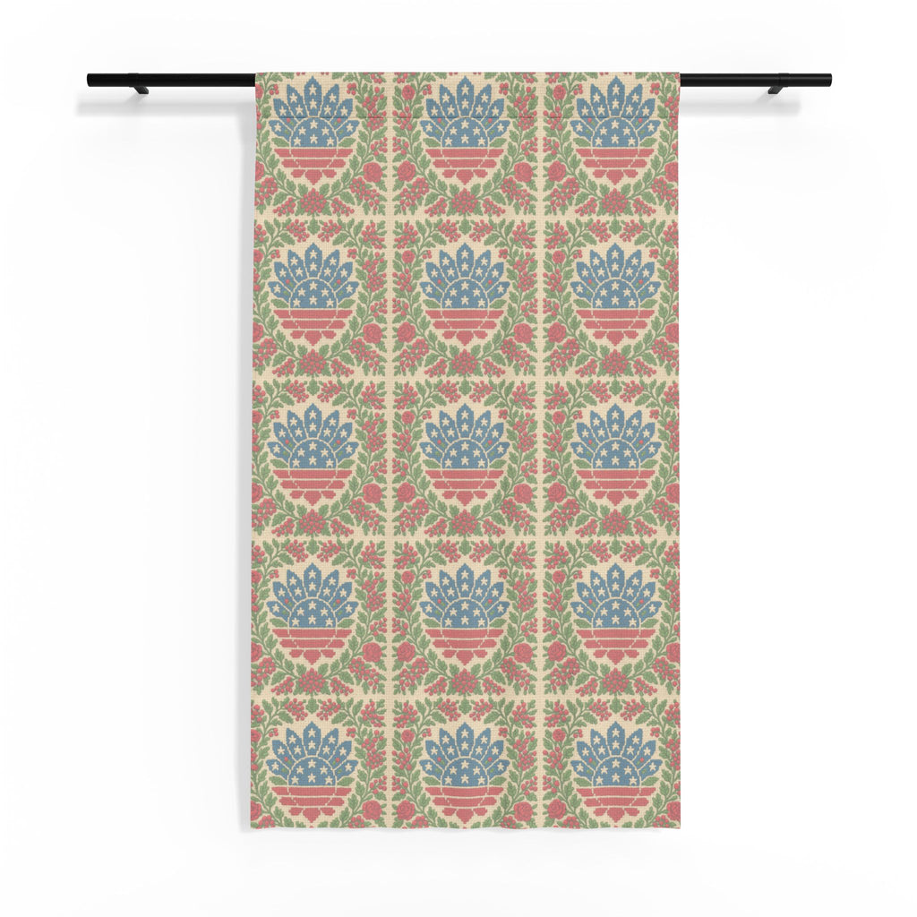 America 250 Sheer Window Curtain | Patriotic Floral Medallion | Light & Airy 1776–2026 Anniversary Drapery