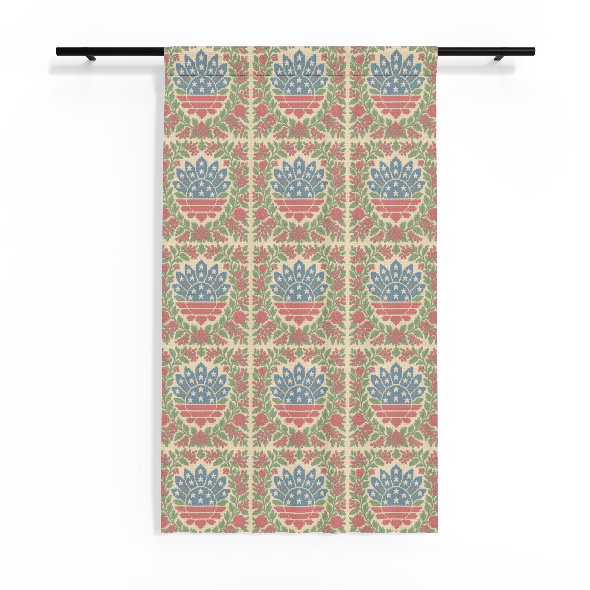 America 250 Sheer Window Curtain | Patriotic Floral Medallion | Light & Airy 1776–2026 Anniversary Drapery