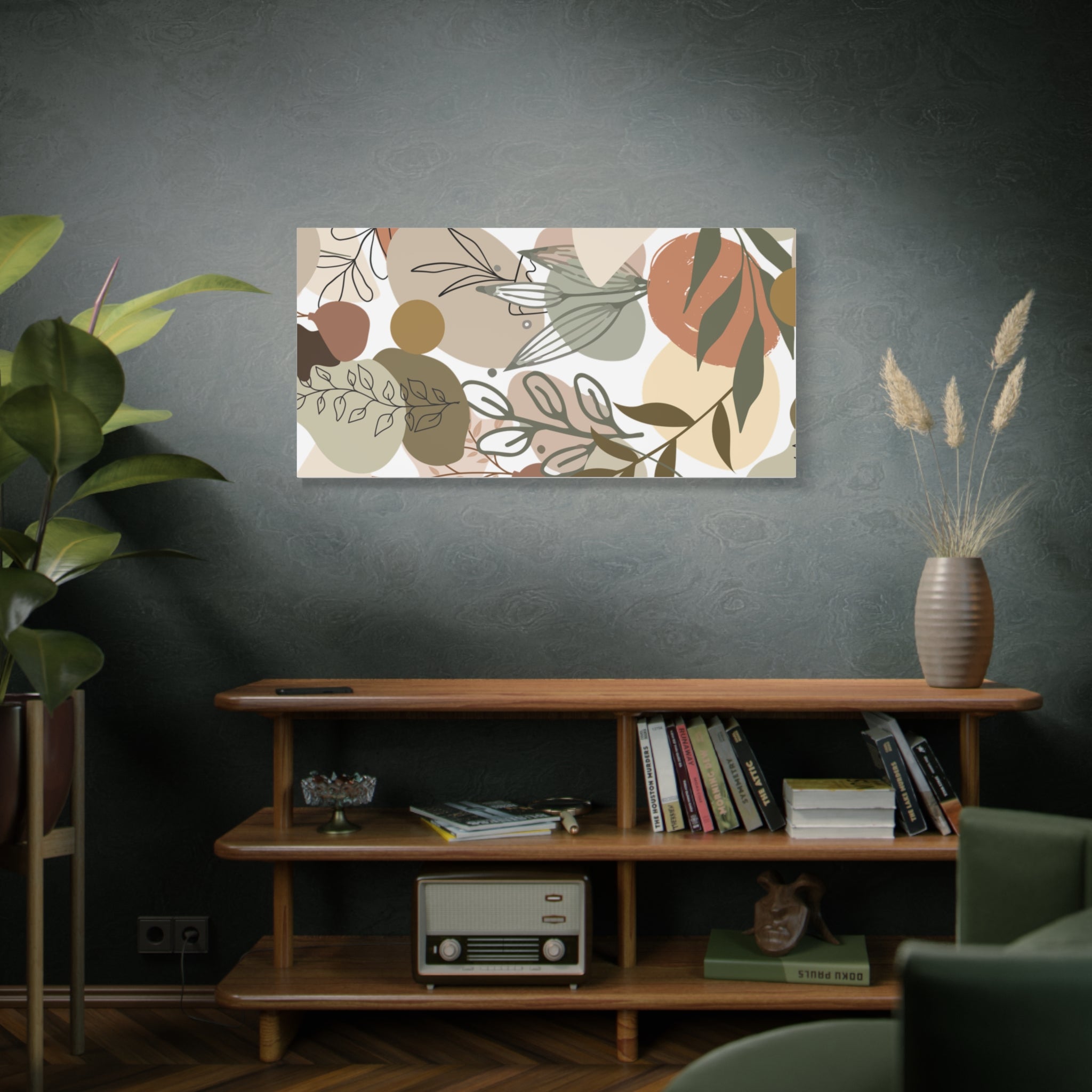 Abstract Modern Botanical Wall Art, Minimalist Line Art Canvas, Neutral Aesthetic Home Decor Print for Living Room or Bedroom, Matte Print, Stretched 1.25" Ready to Hang