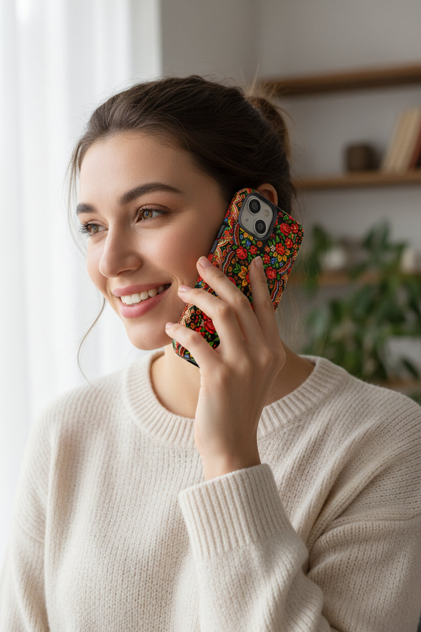 Mother's Bloom Tough Phone Case | Ukrainian Folk Art Floral Cover | iPhone & Samsung
