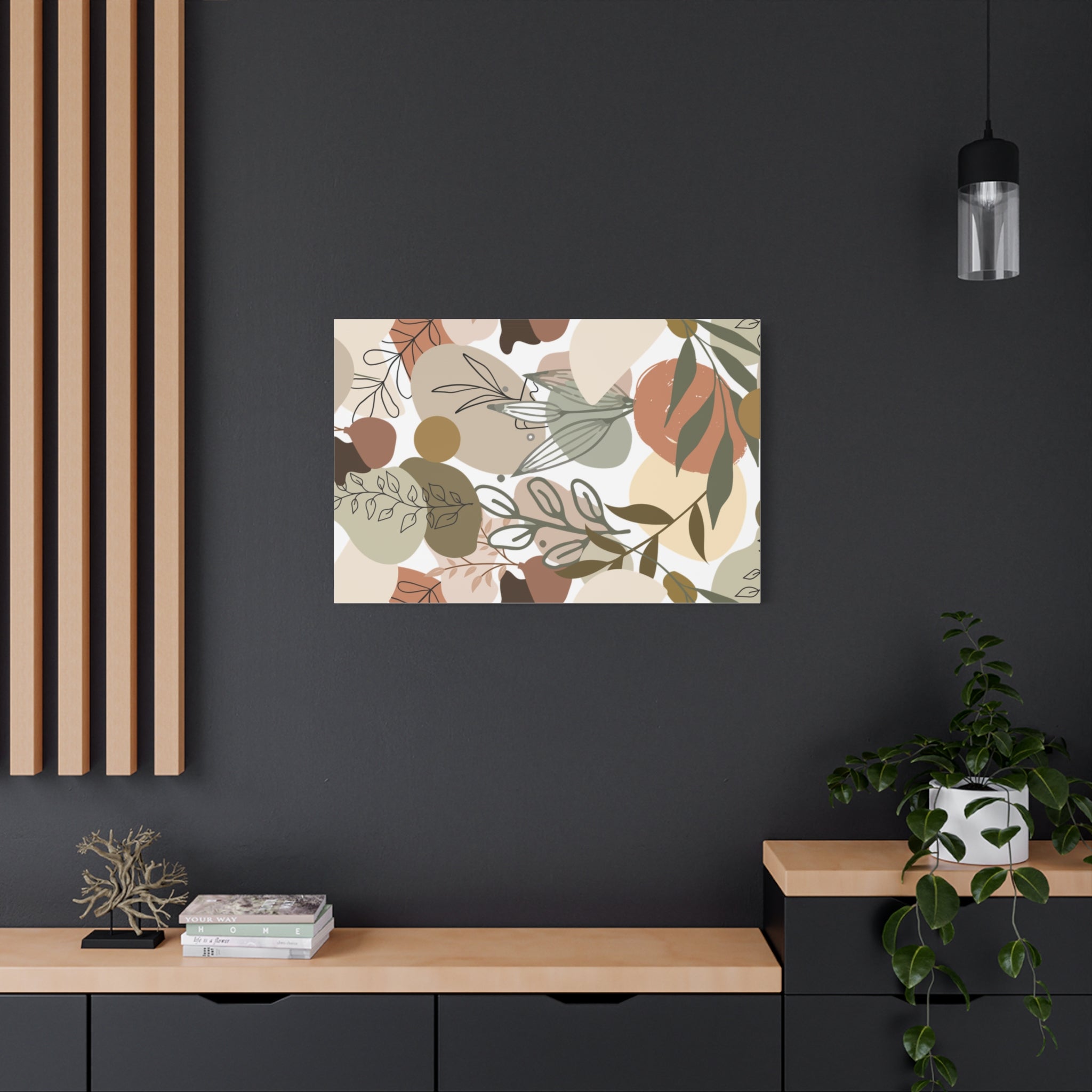 Abstract Modern Botanical Wall Art, Minimalist Line Art Canvas, Neutral Aesthetic Home Decor Print for Living Room or Bedroom, Matte Print, Stretched 1.25" Ready to Hang